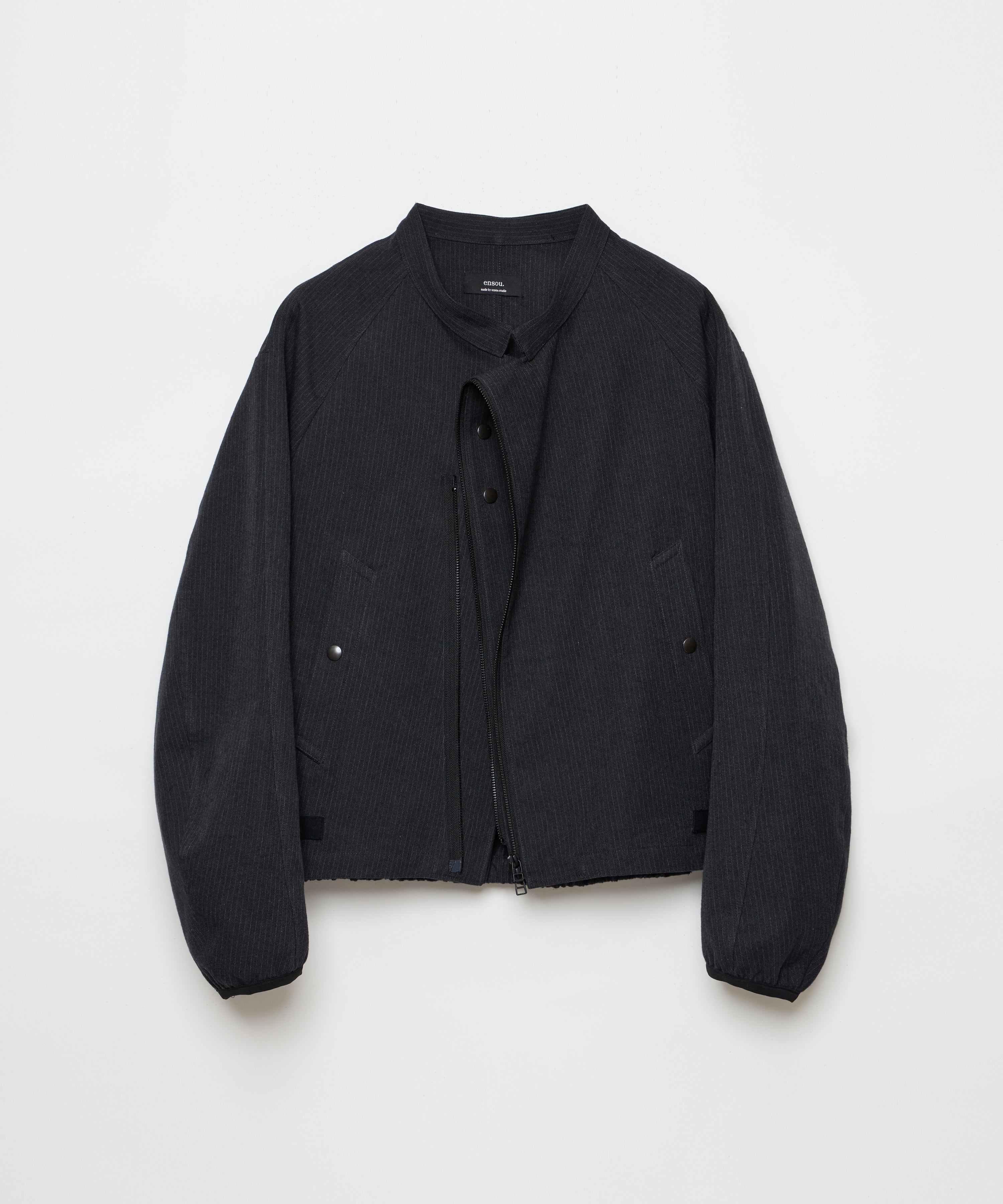 Long Zip Racing Jacket (Charcoal Stripe)