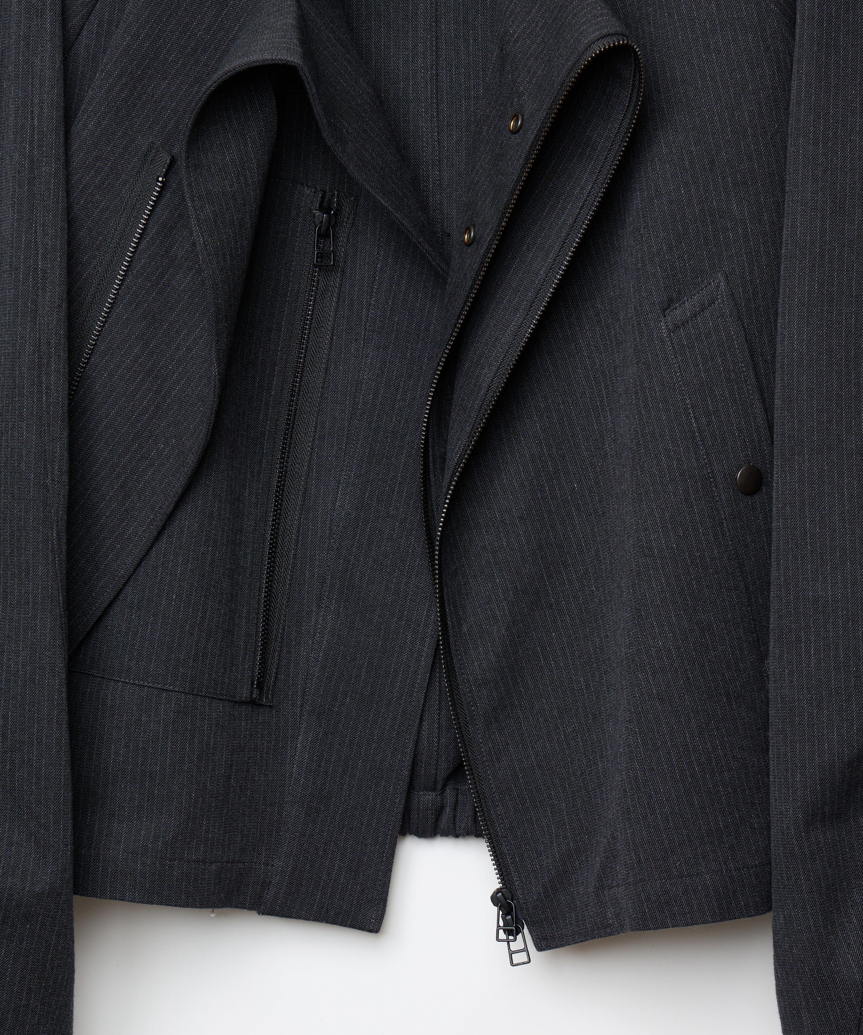 Long Zip Racing Jacket (Charcoal Stripe)