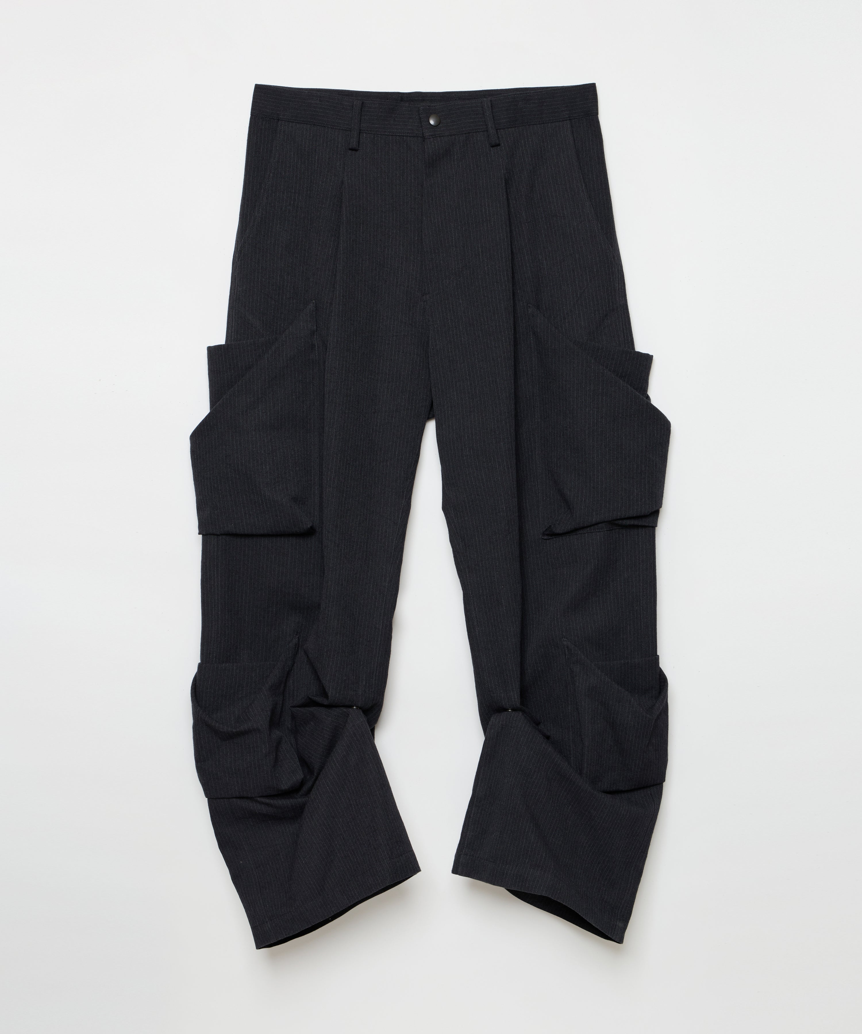 Draped-pocket Pants (Charcoal Stripe)