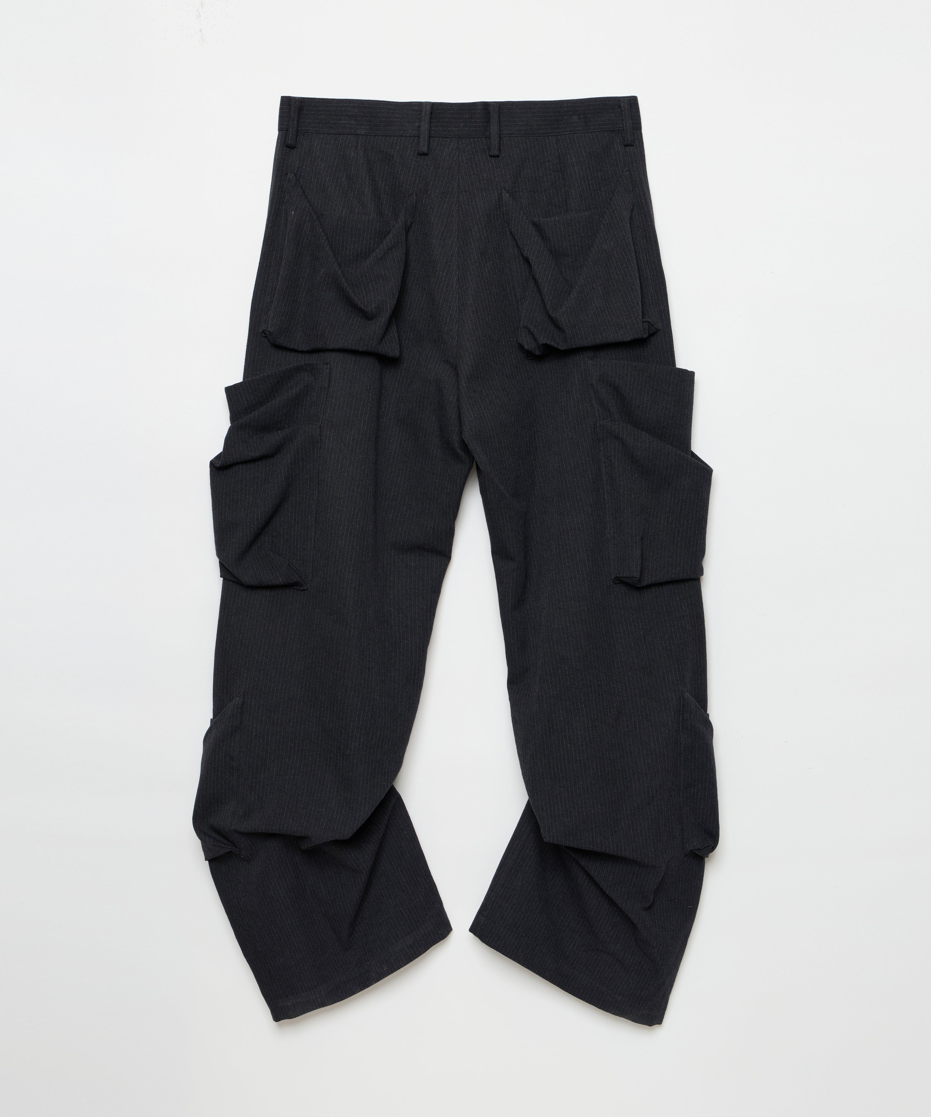 Draped-pocket Pants (Charcoal Stripe)