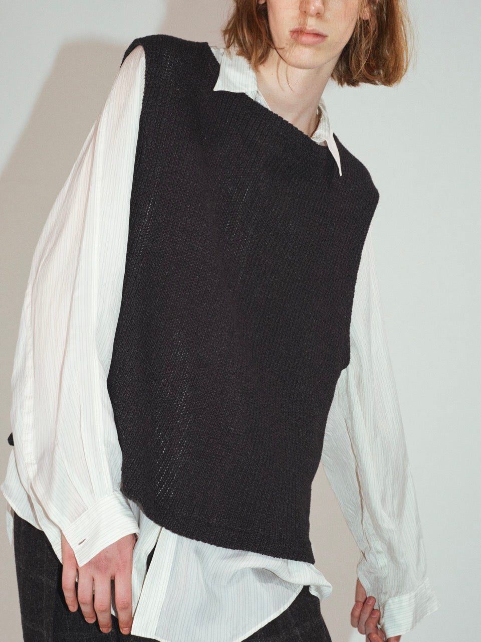Big Raglan-sleeve Shirt (White Stripe)