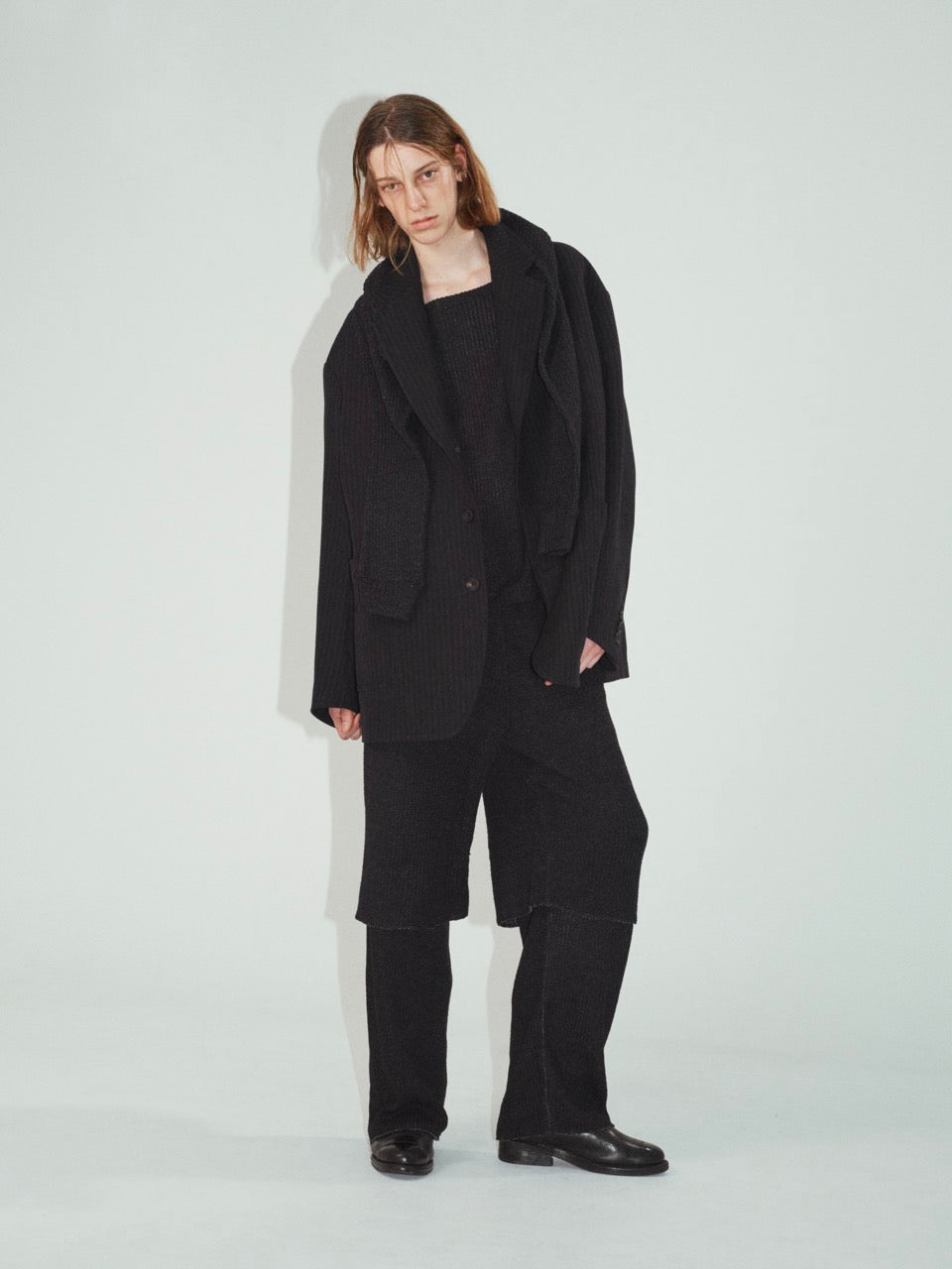 Boat Neck Long Sleeve Shirt (Black)