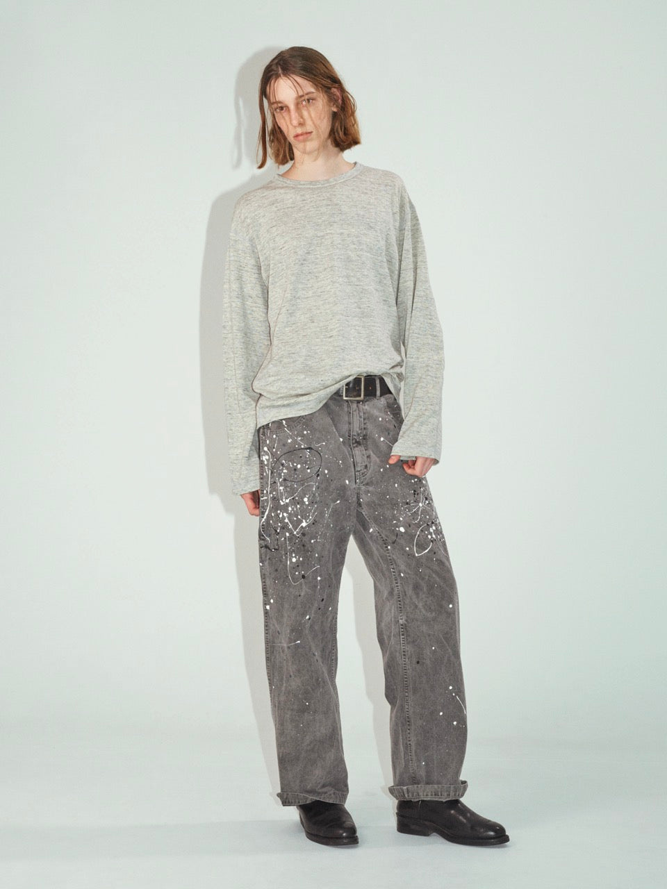 D-shaped Long Sleeve Tee (Top Grey)