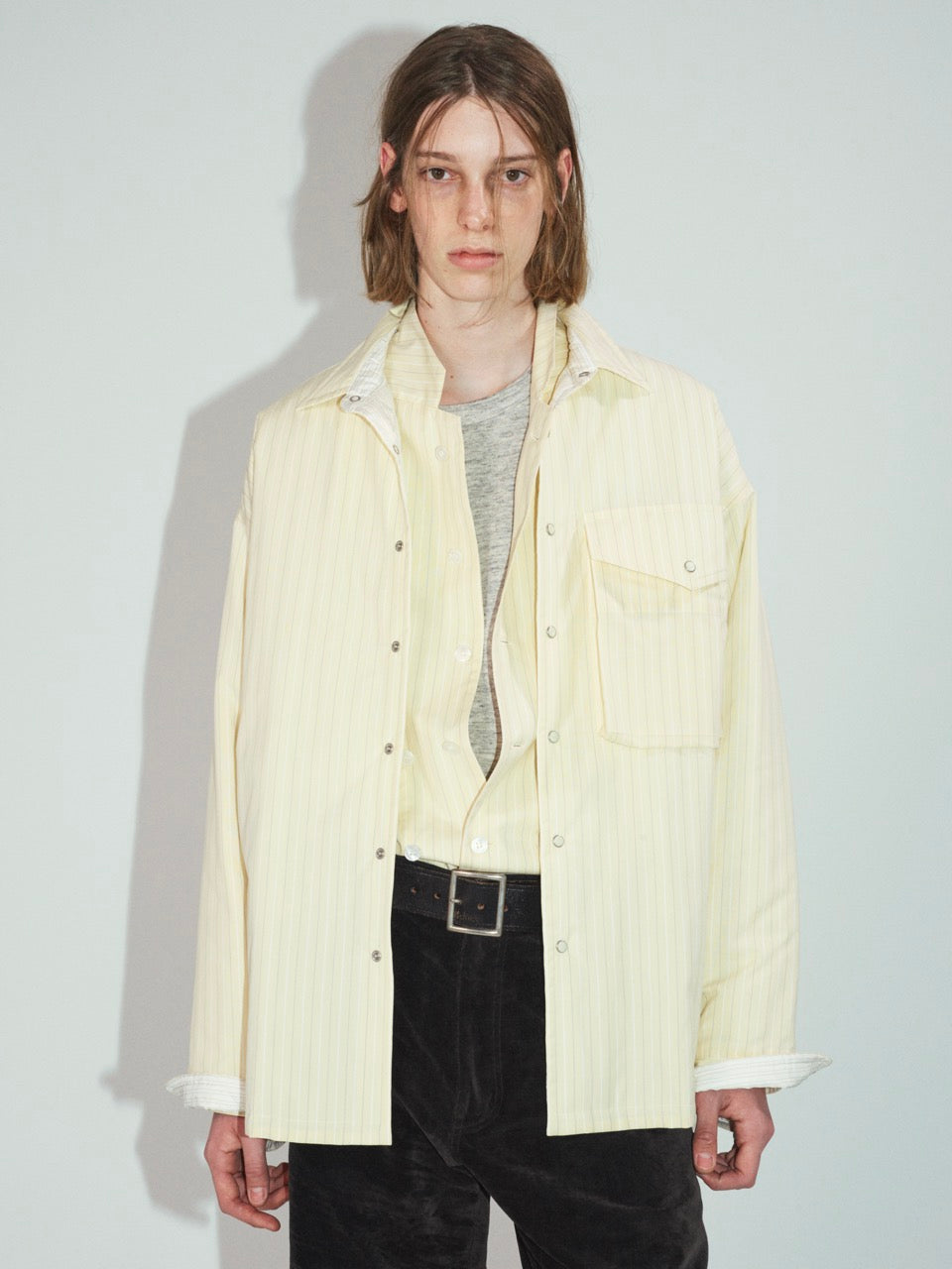 D-shaped Long Sleeve Tee (Top Grey)