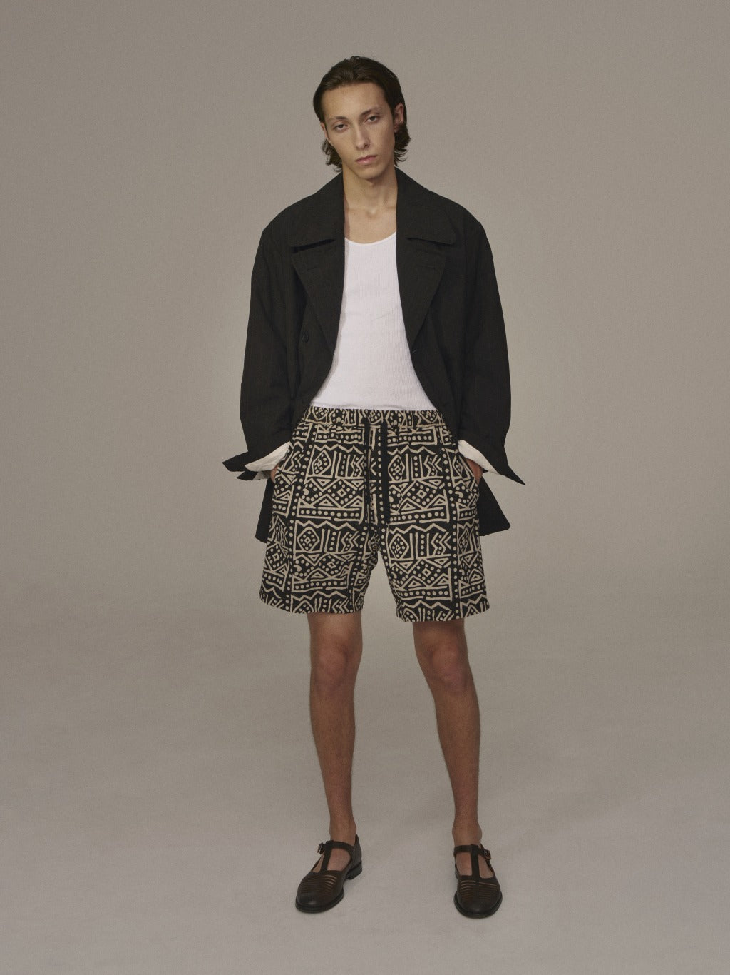 Double-breasted Coat (Brown Stripe)