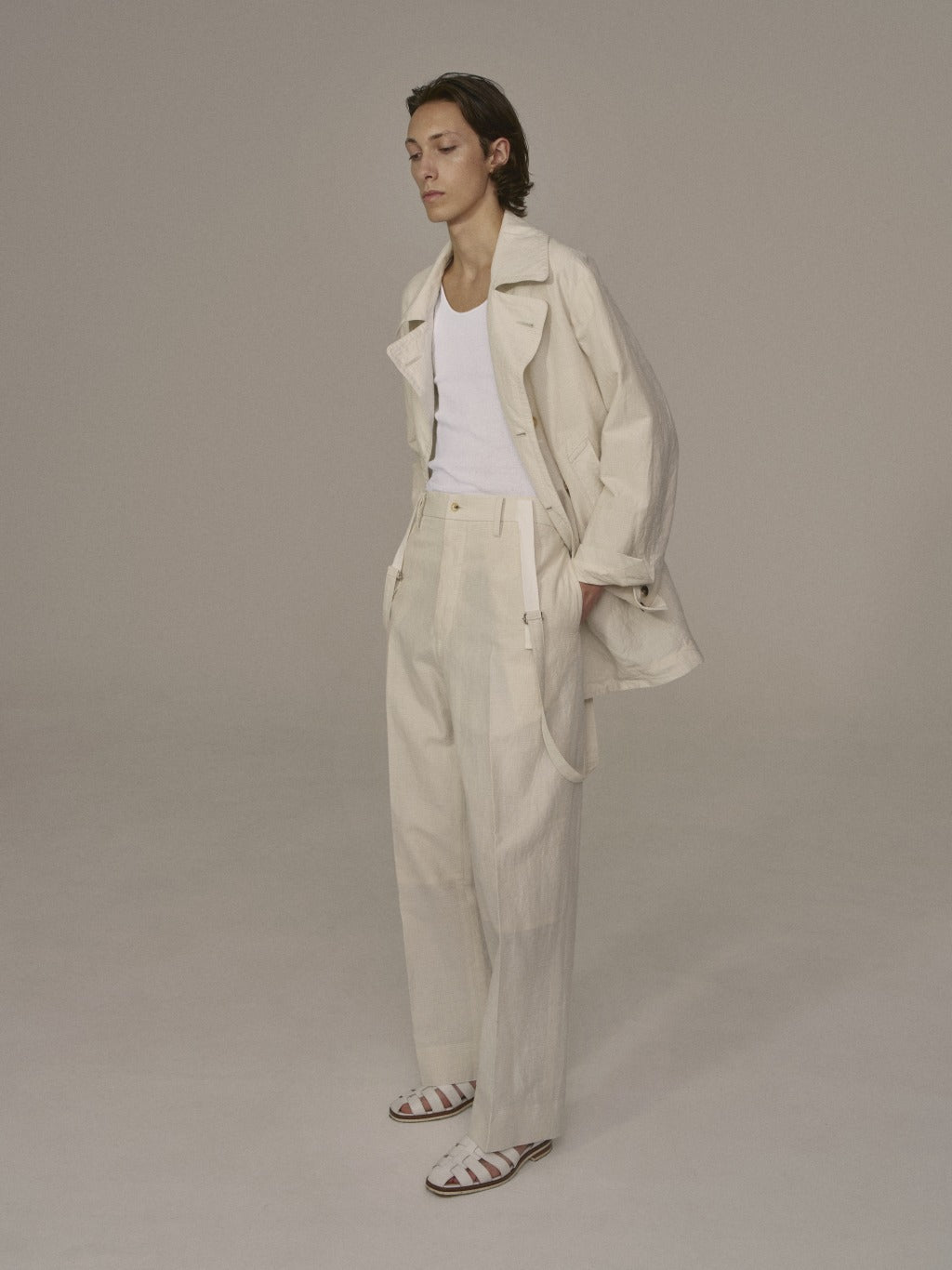 Suspender Trousers (Stone White)