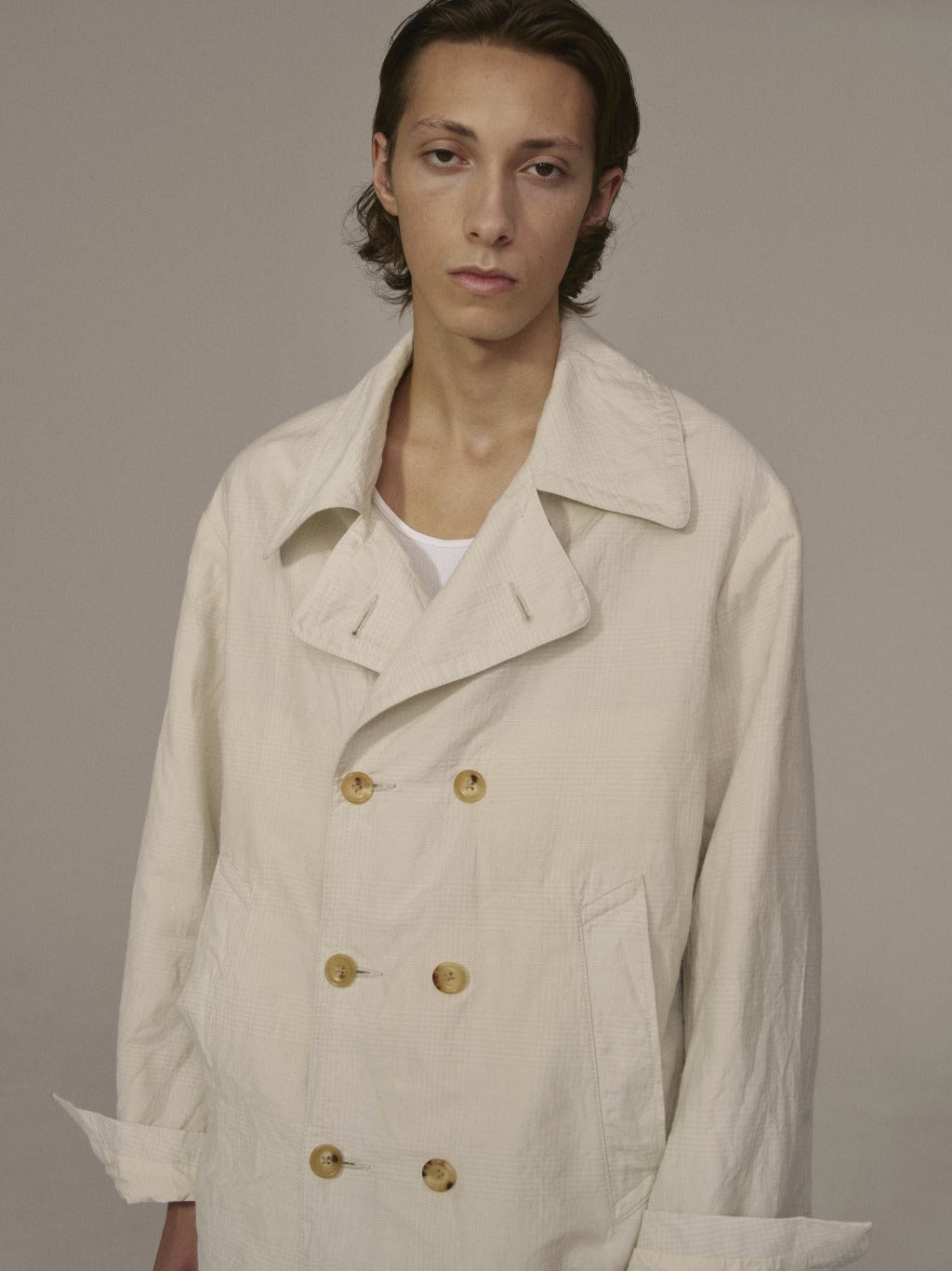 Double-breasted Coat (Stone White)