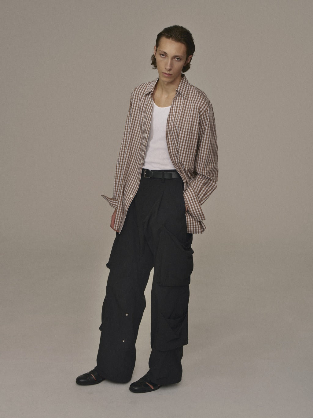 Draped-pocket Pants (Black)