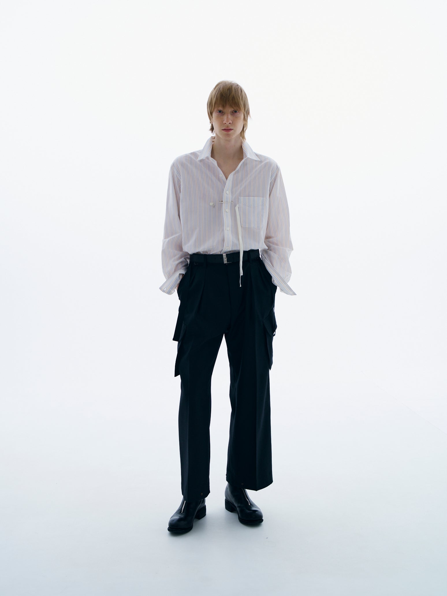 ensou. Ribbon Shirt (Stripe) / E11S001