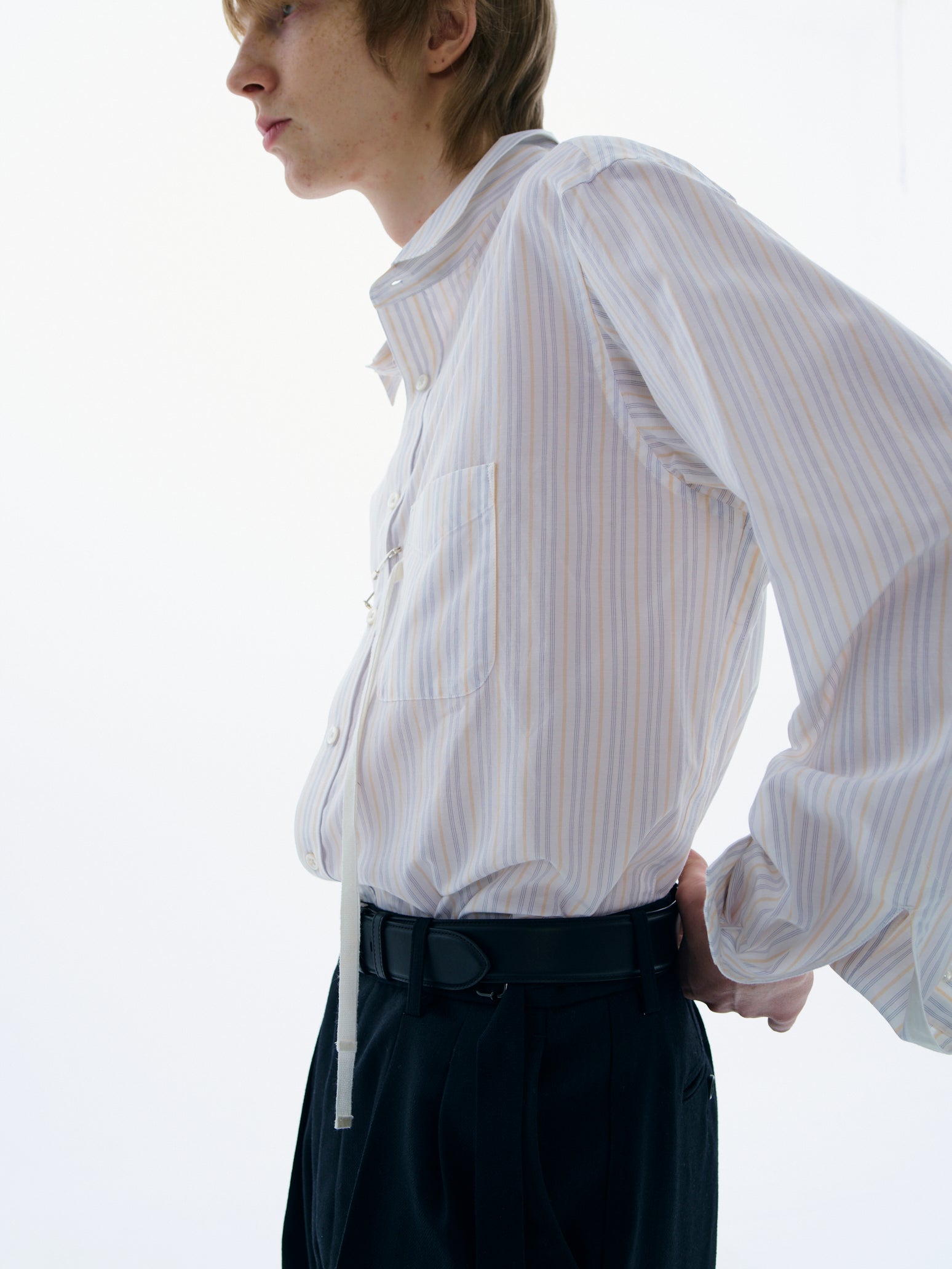 I am I - (美品)STRIPE RIBON SHIRTS Double ribbon stripe shirts