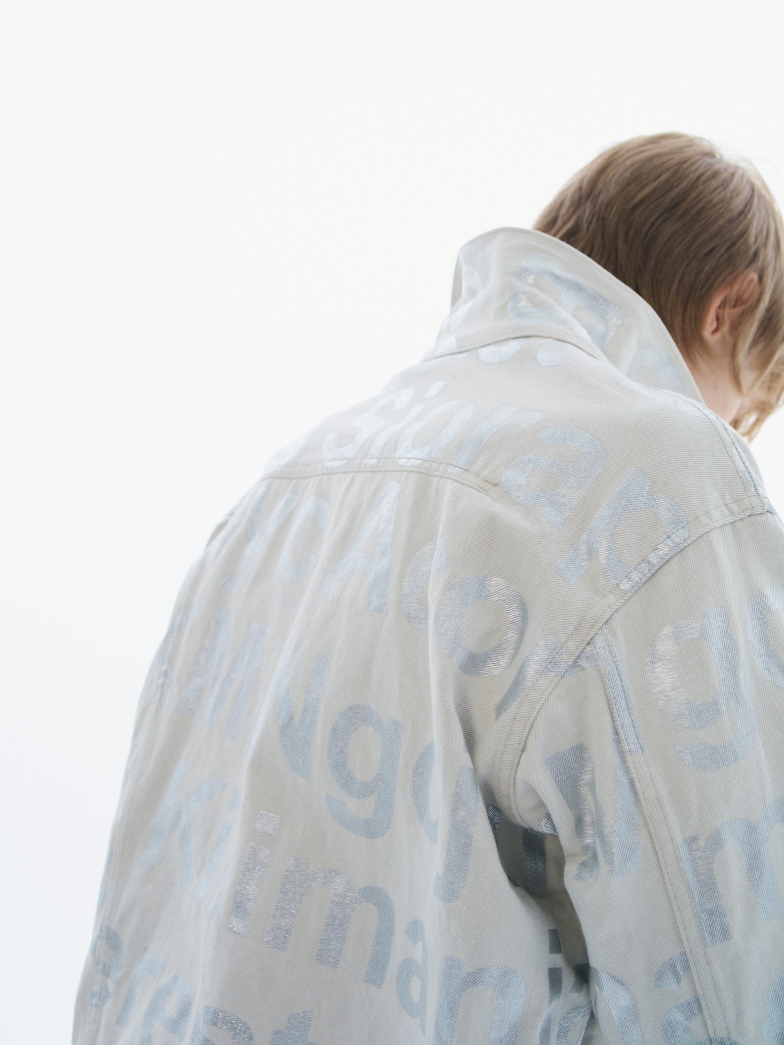 ensou. Erased Jean Jacket (White x Silver) / E11J011