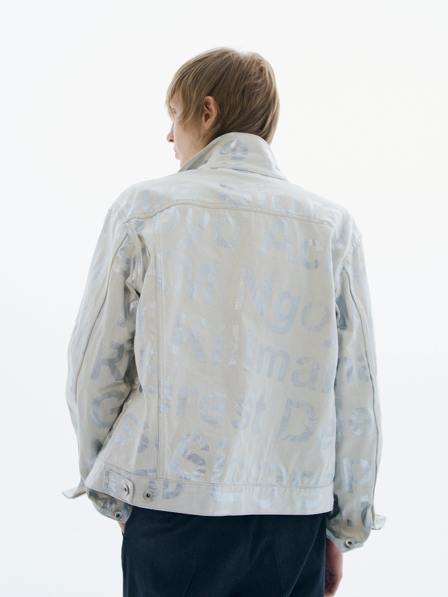 ensou. Erased Jean Jacket (White x Silver) / E11J011
