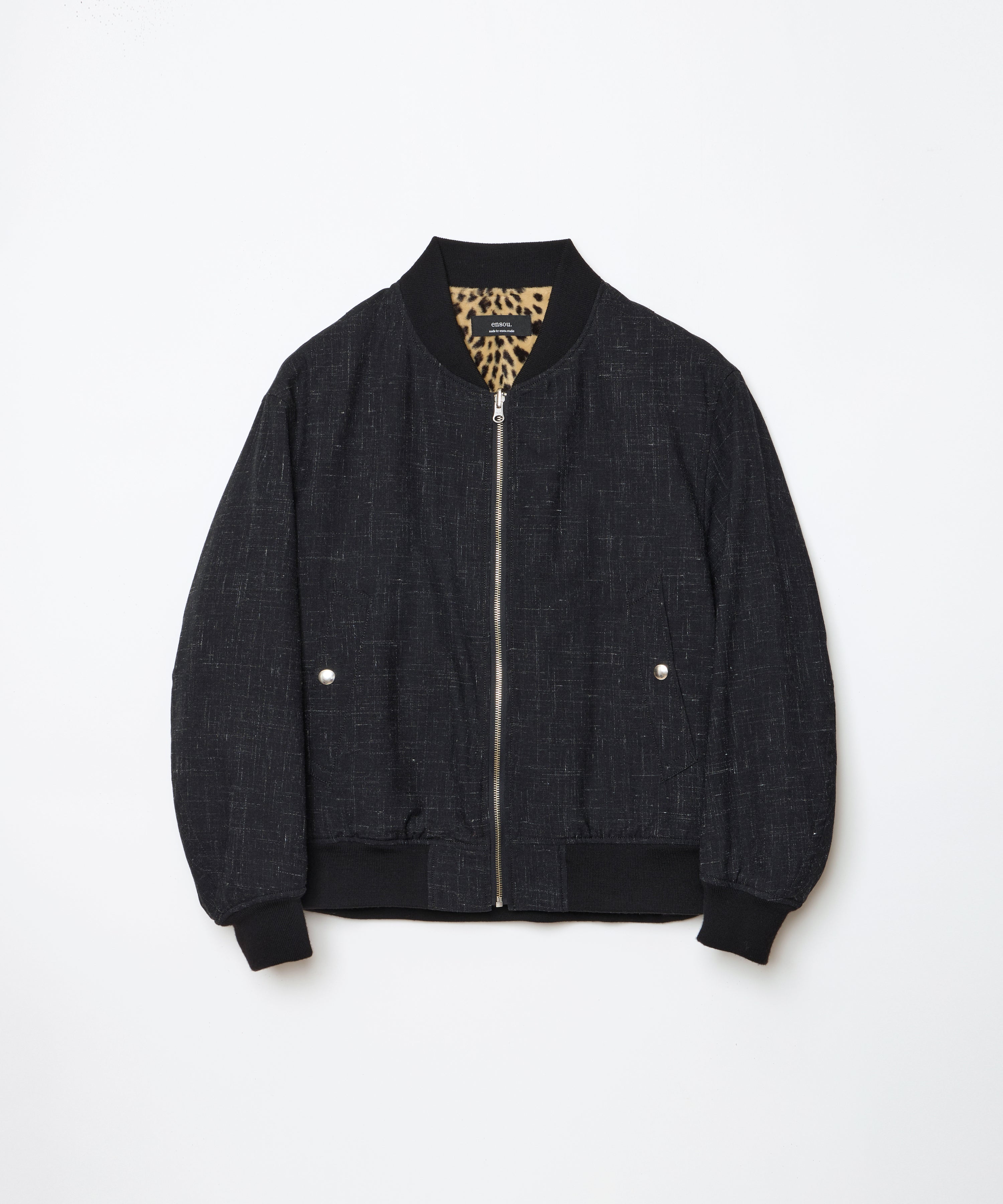 Reversible Bomber Jacket (Black x Leopard)
