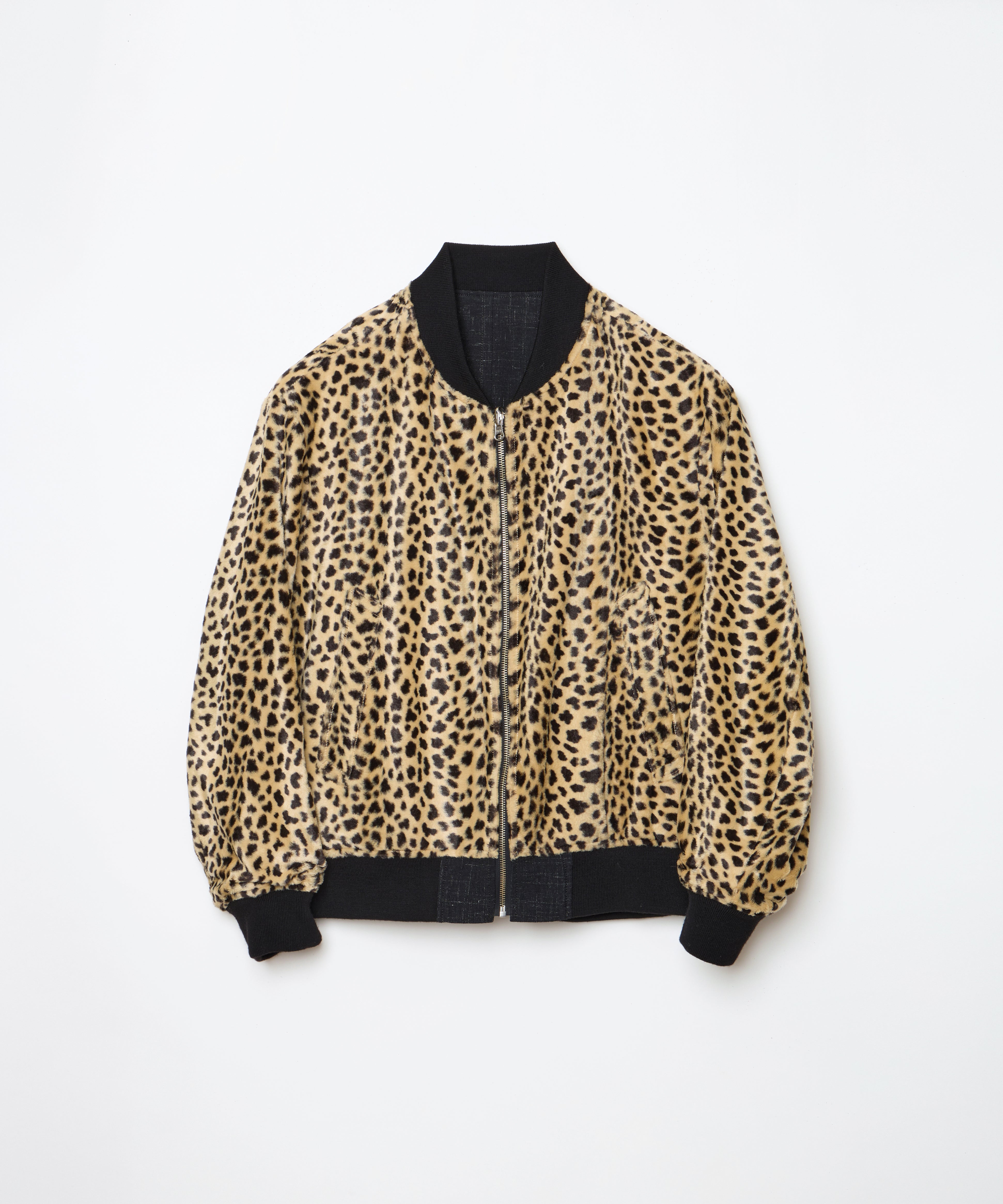 ensou. Reversible Bomber Jacket (Black x Leopard) / E08J001