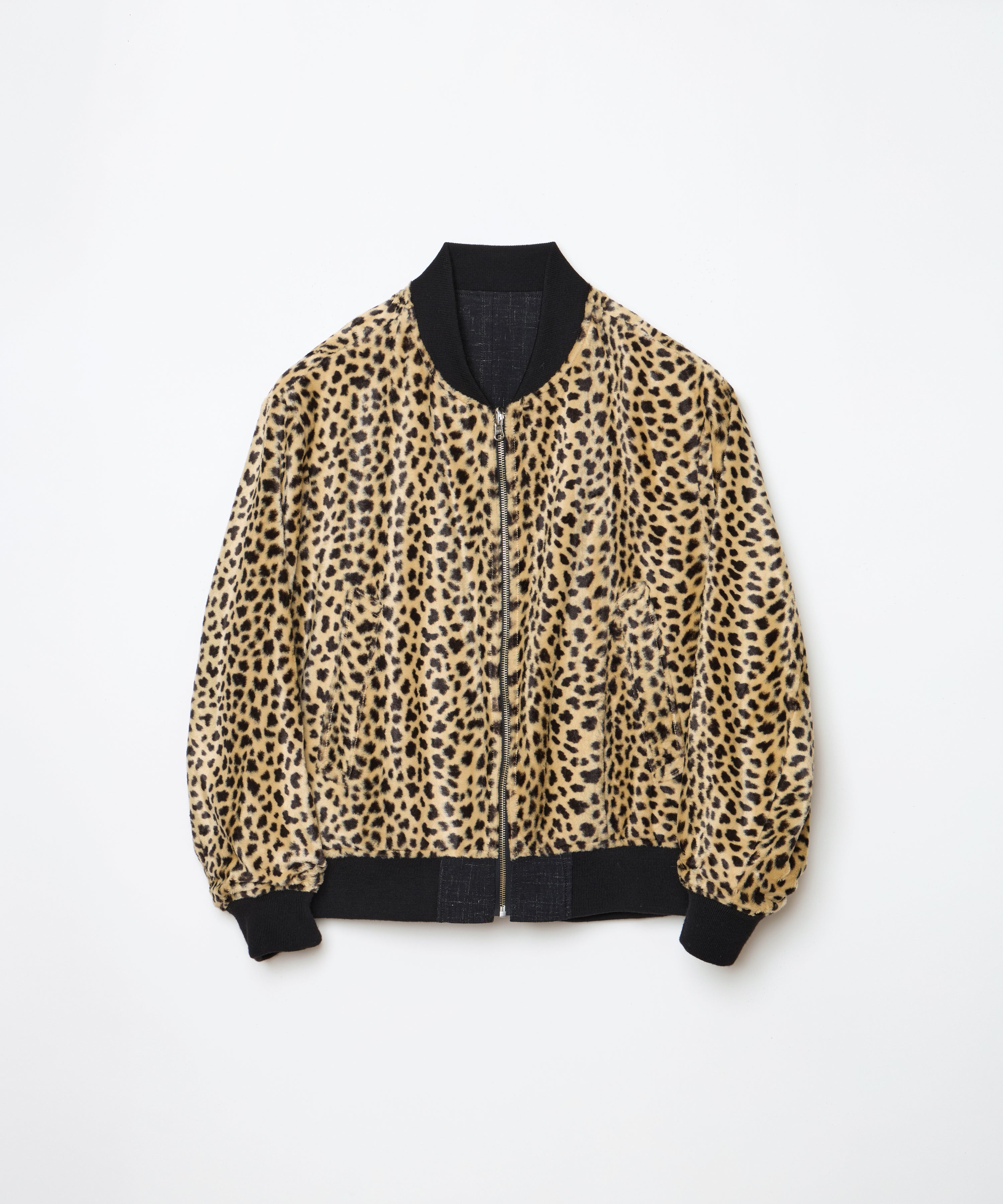 Reversible Bomber Jacket (Black x Leopard)