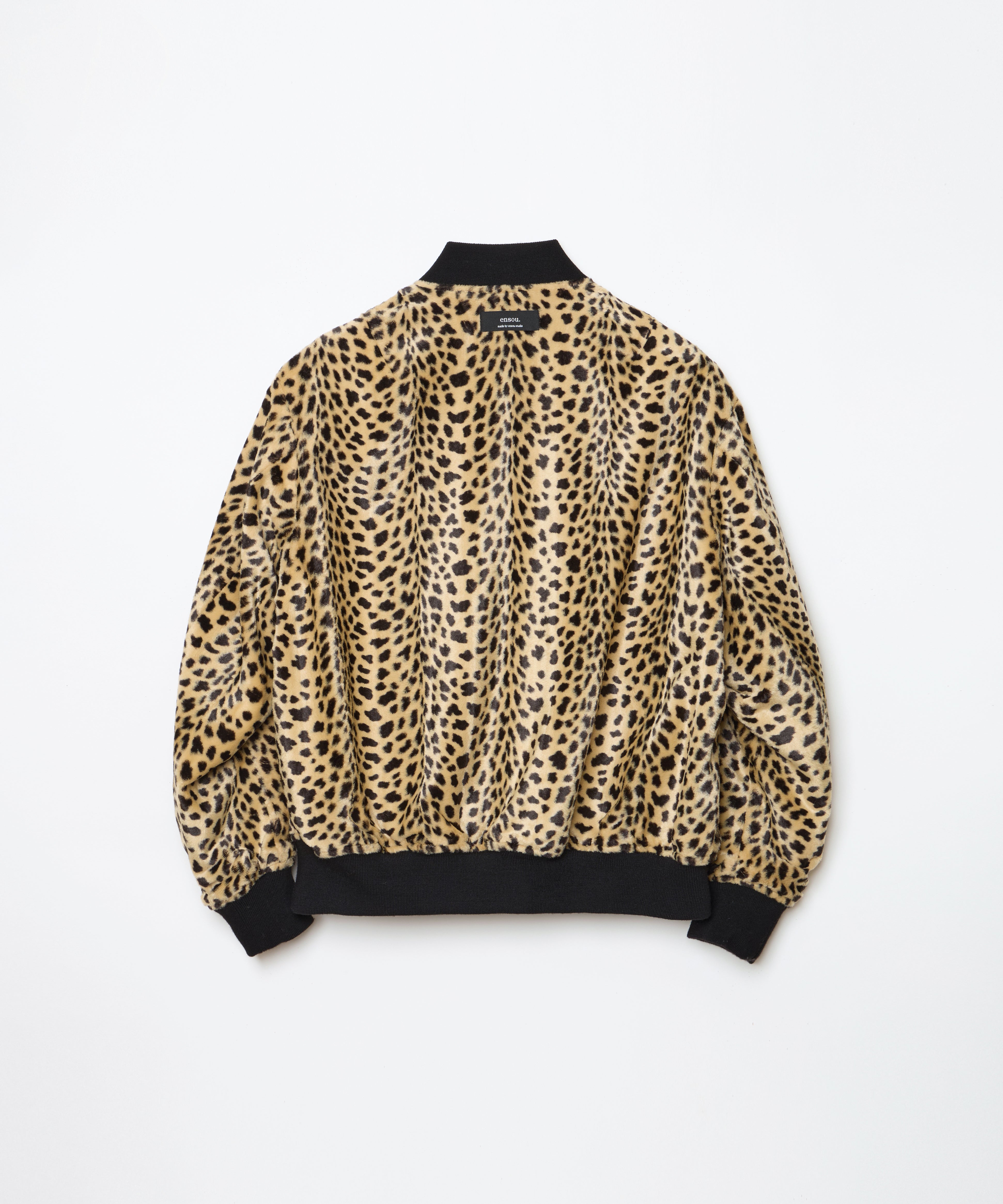 ensou. Reversible Bomber Jacket (Black x Leopard) / E08J001
