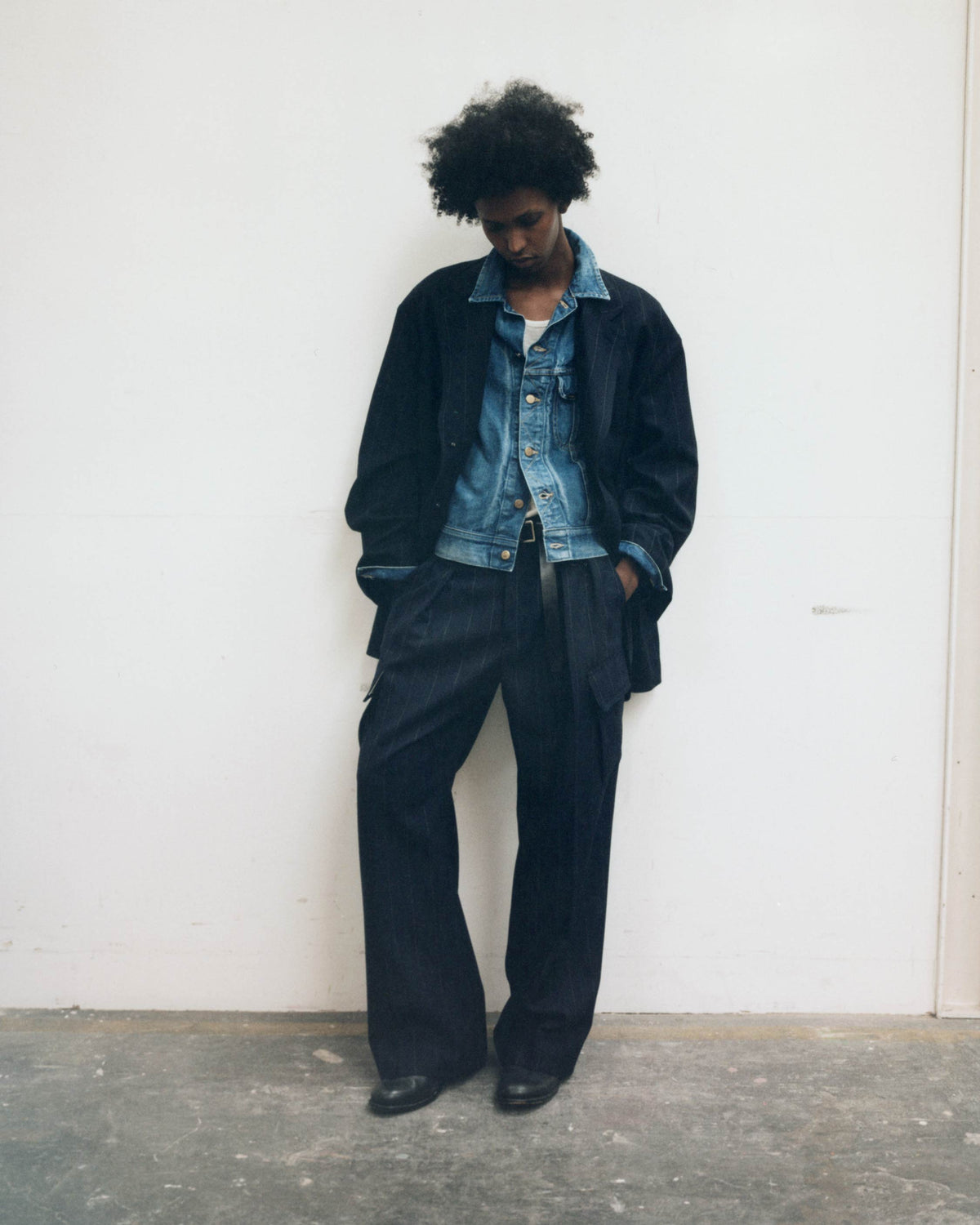 Hypersized Blazer (Navy Stripe)