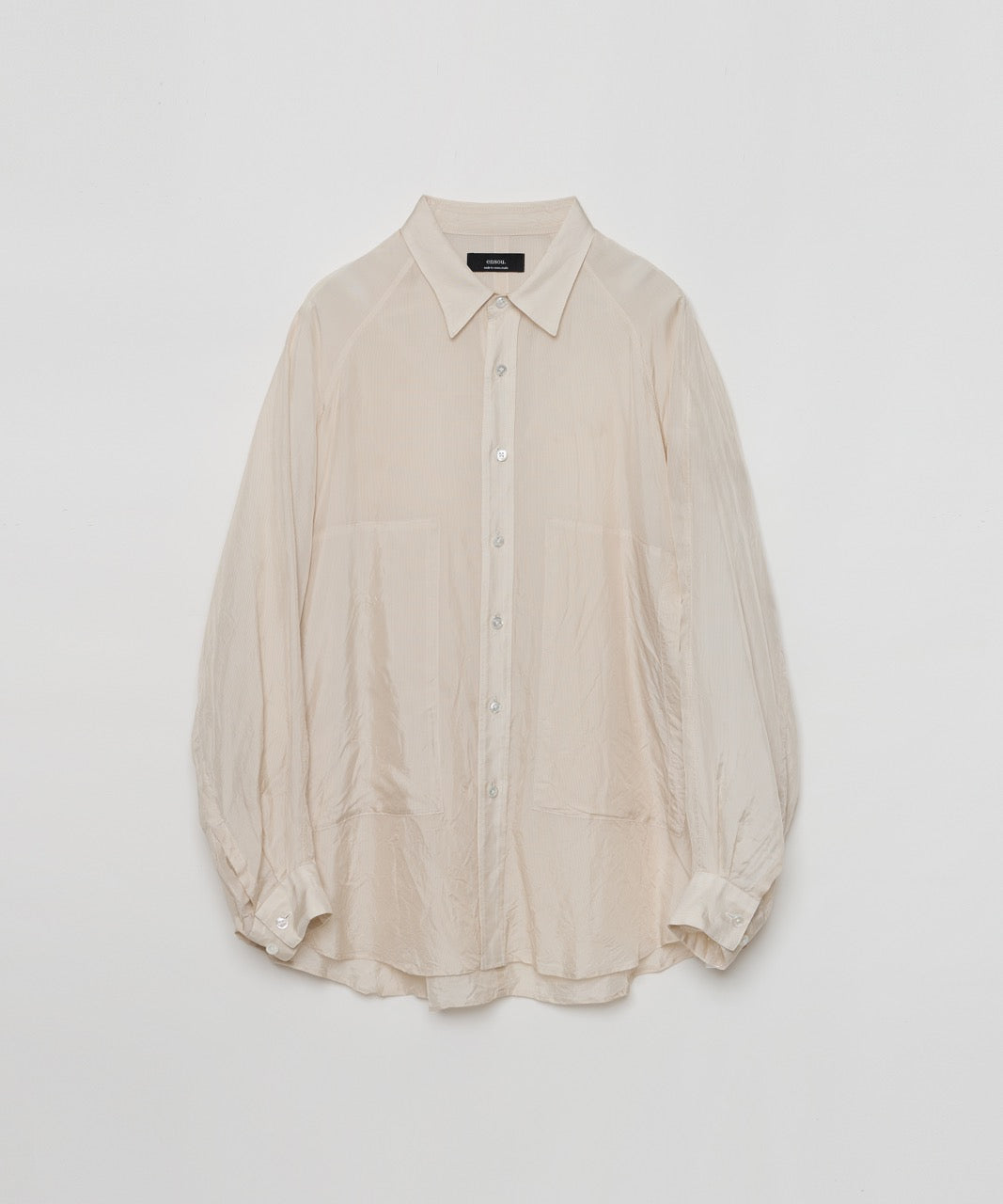 Big Raglan-sleeve Shirt (Beige Stripe)