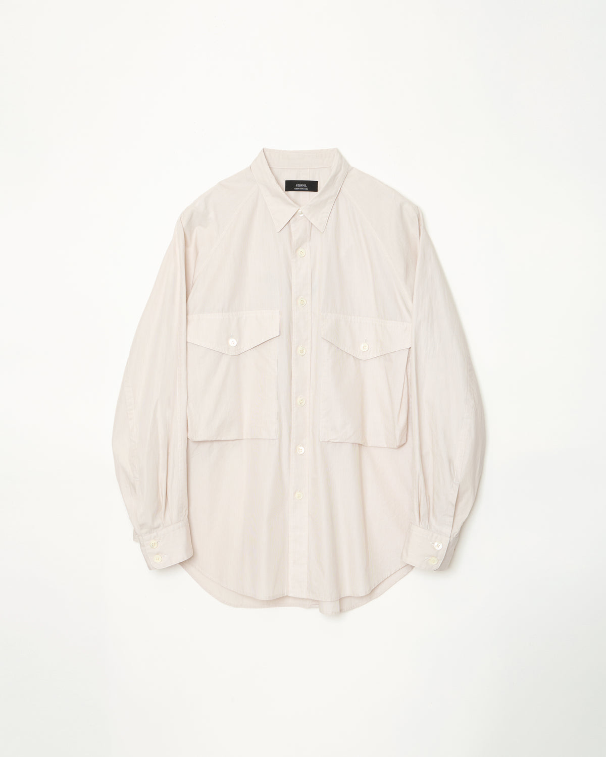 Big Raglan-sleeve Shirt (Beige Stripe)