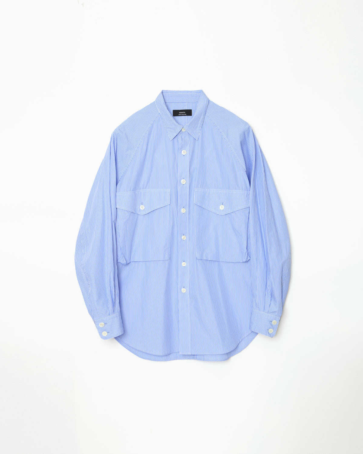 Big Raglan-sleeve Shirt (Blue Stripe)