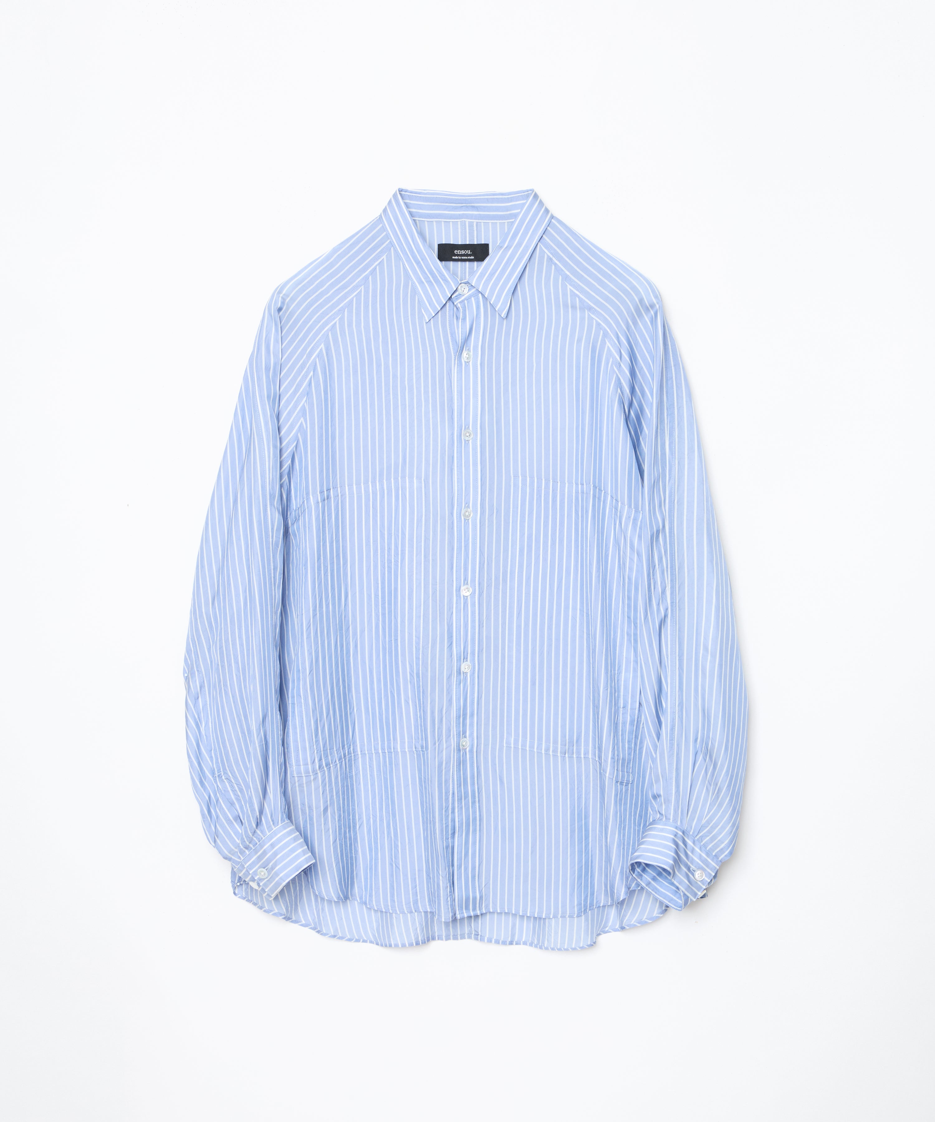 Big Raglan-sleeve Shirt (Blue Stripe)