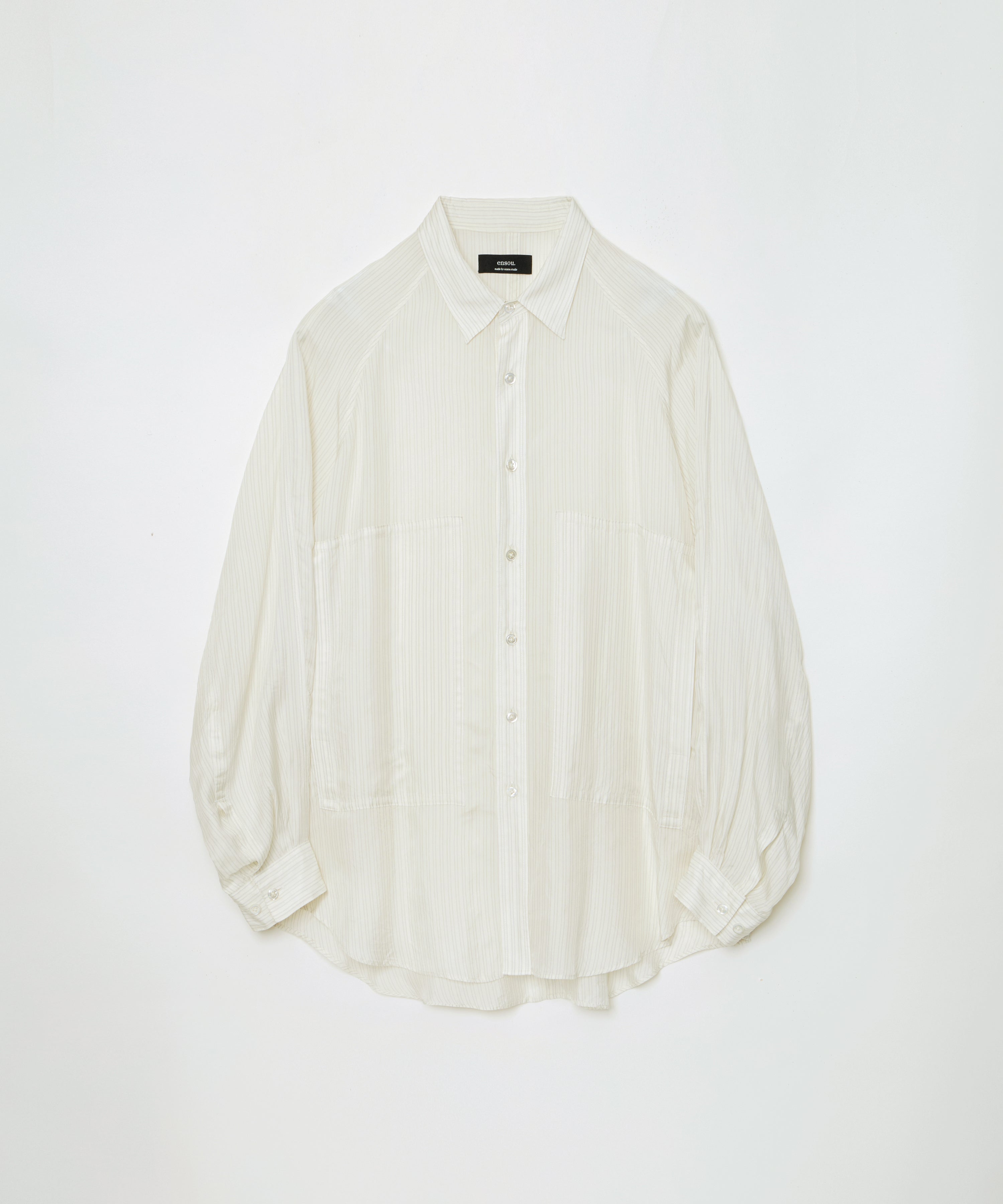 Big Raglan-sleeve Shirt (White Stripe)