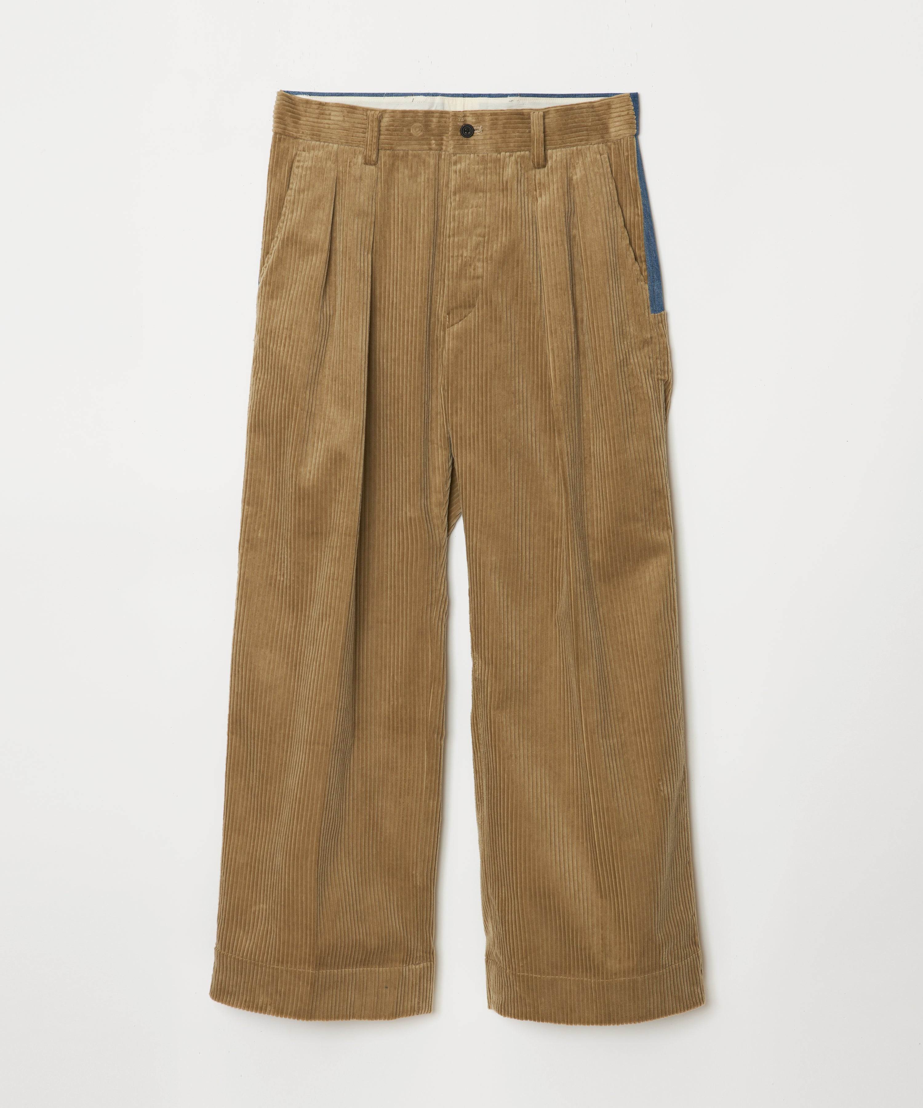 Blocking Trousers (Beige x Indigo)