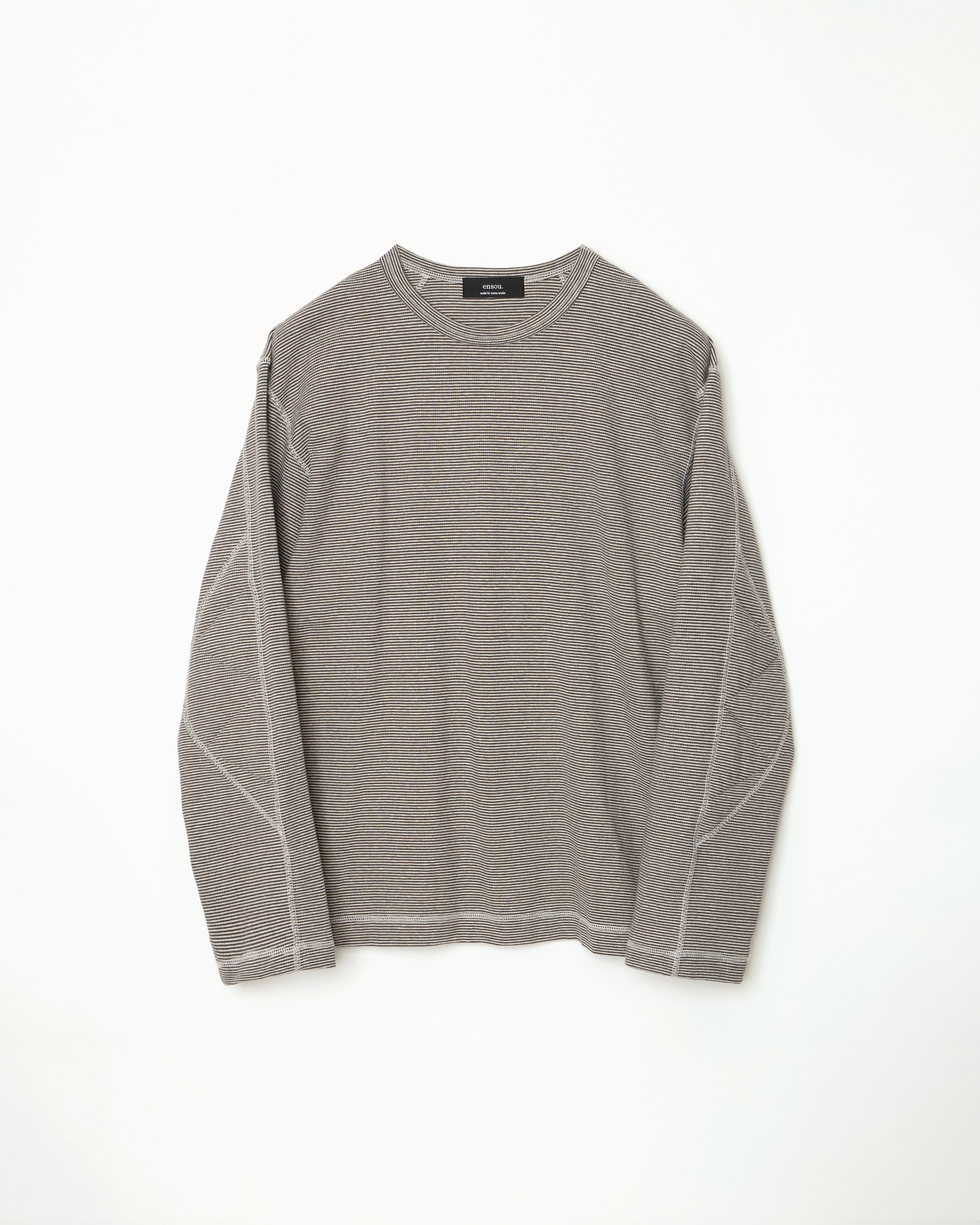 D-shaped Long Sleeve Tee (Charcoal Stripe)