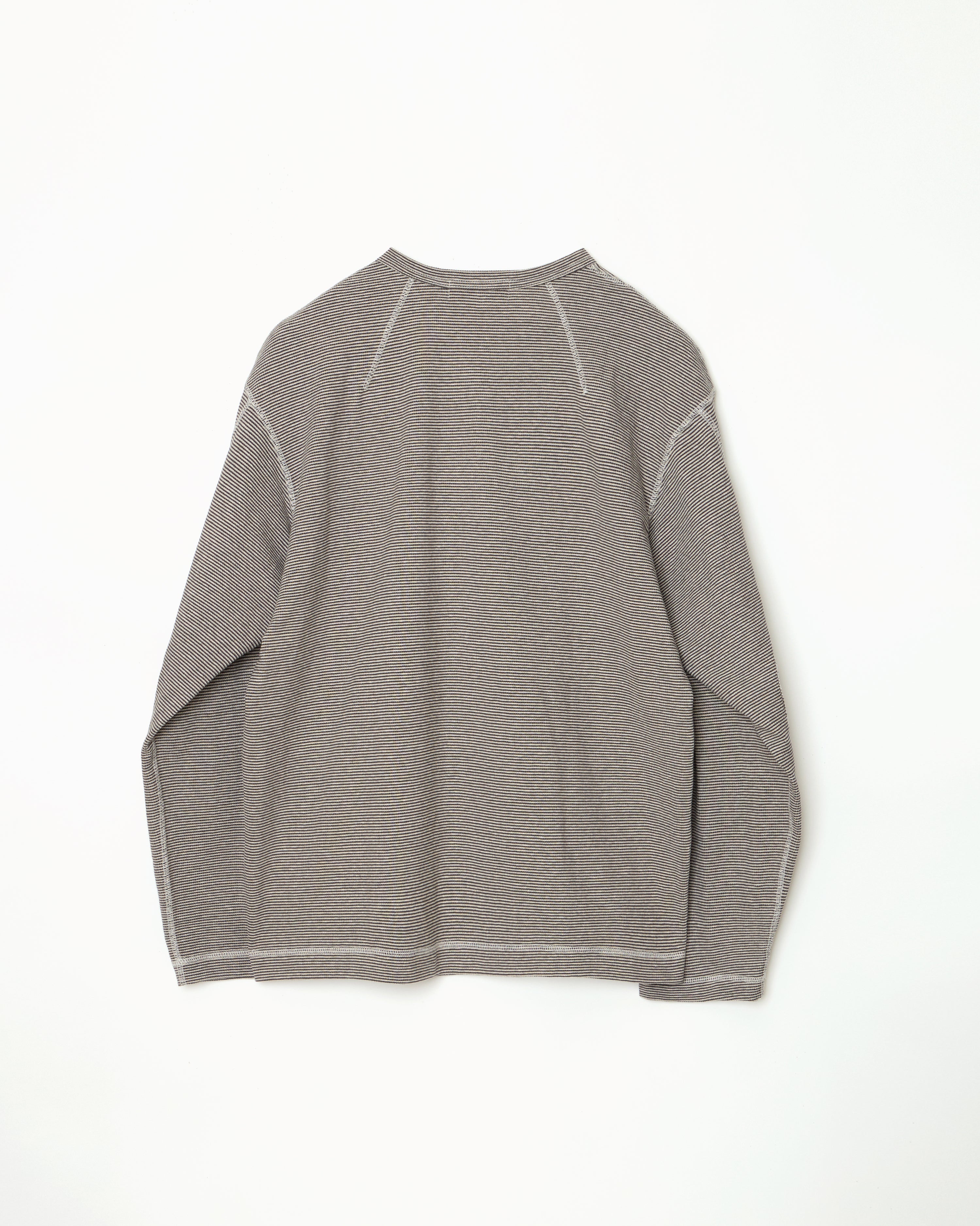 D-shaped Long Sleeve Tee (Charcoal Stripe)