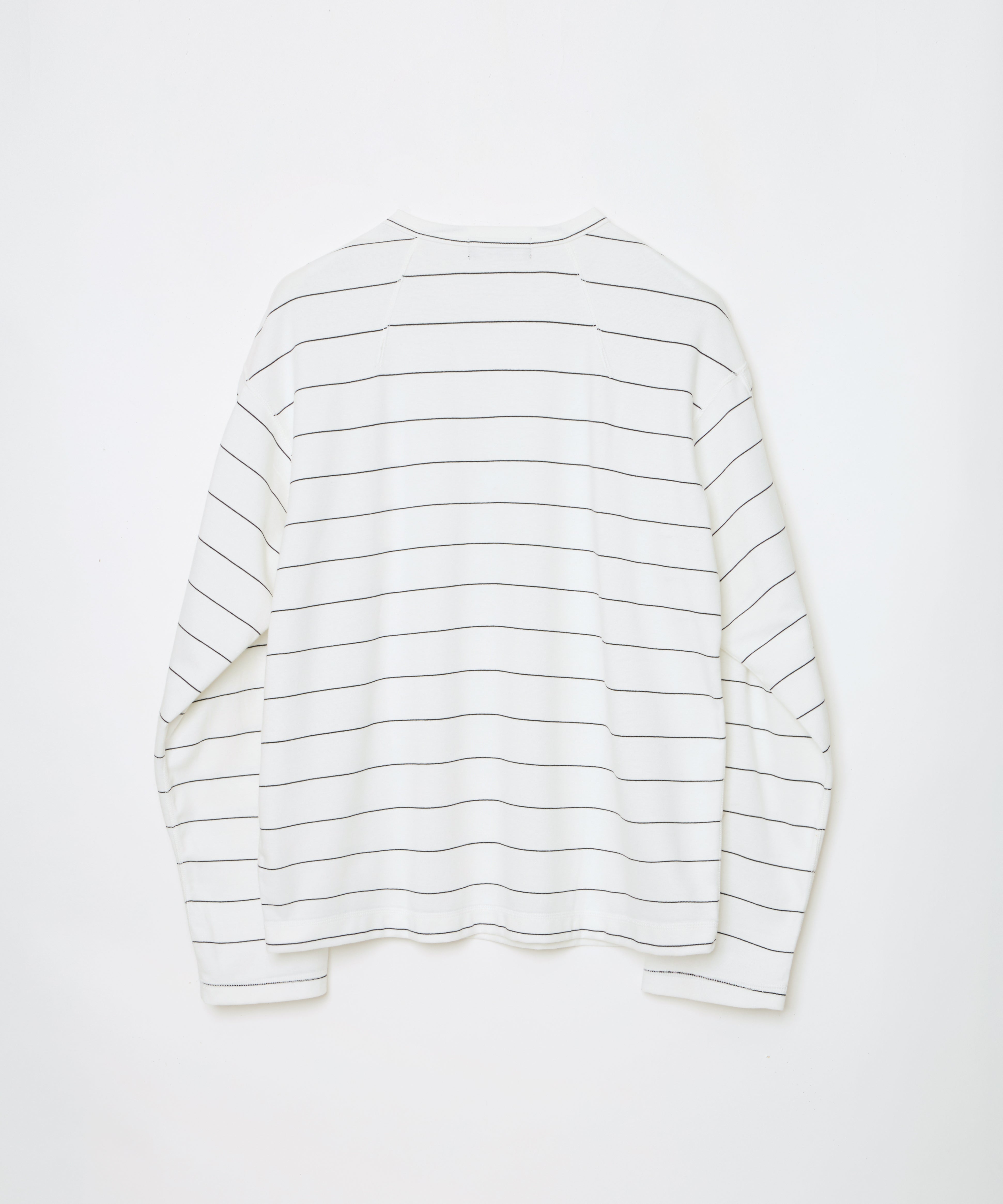 ensou. D-shaped Long Sleeve Tee (White x Black) / E13T005