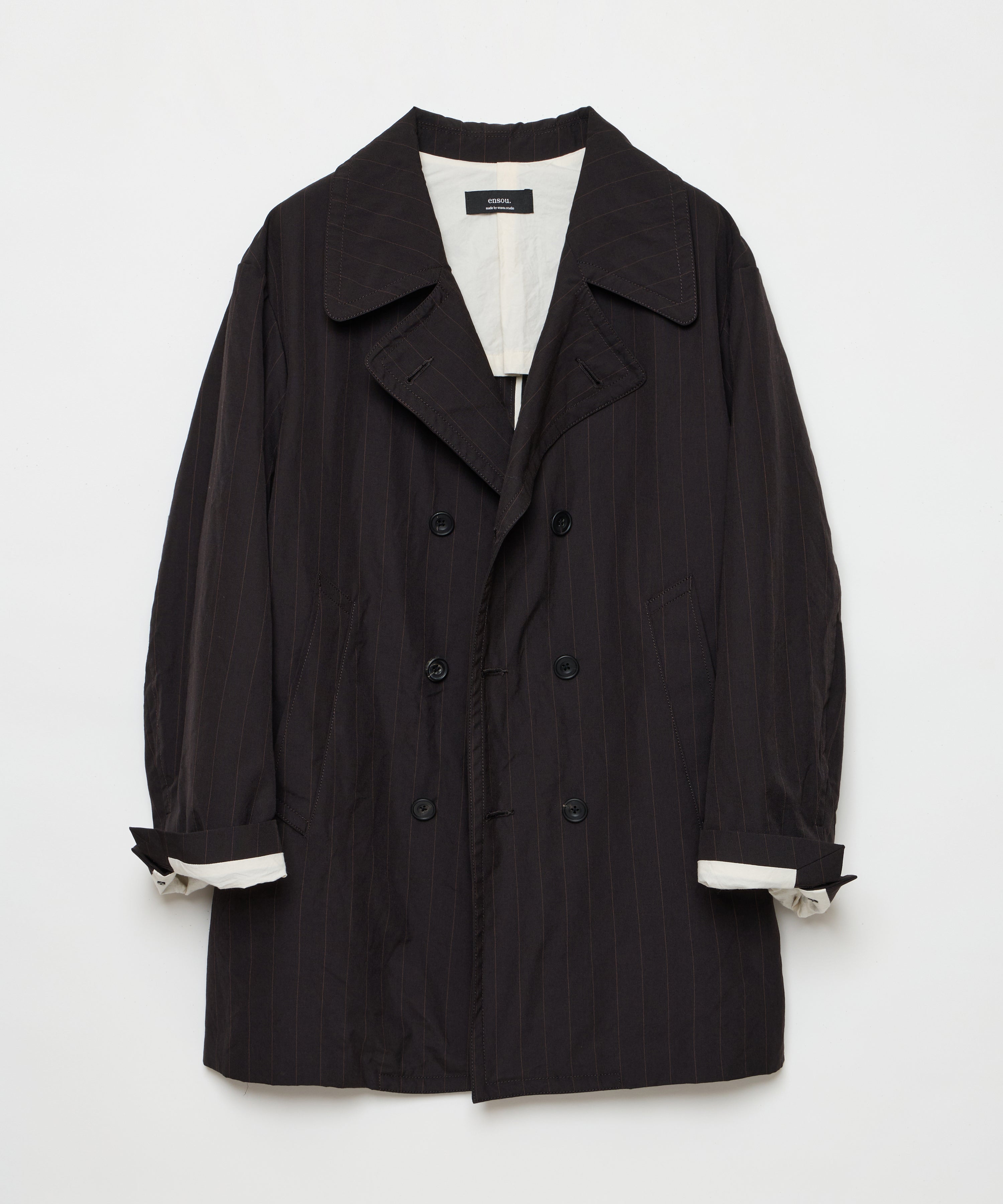 Double-breasted Coat (Brown Stripe)