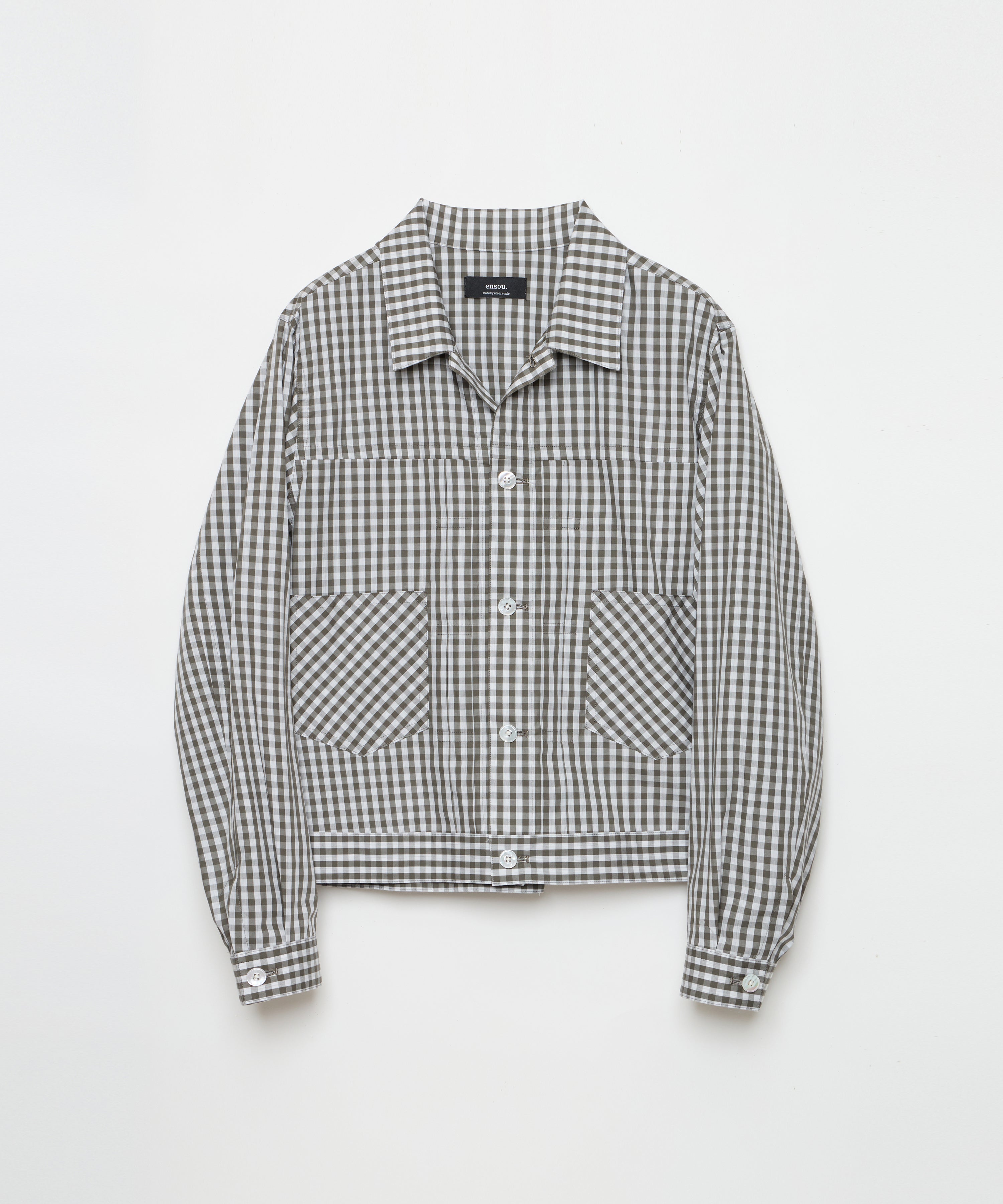 Gingham Cropped Shirt (Grey)