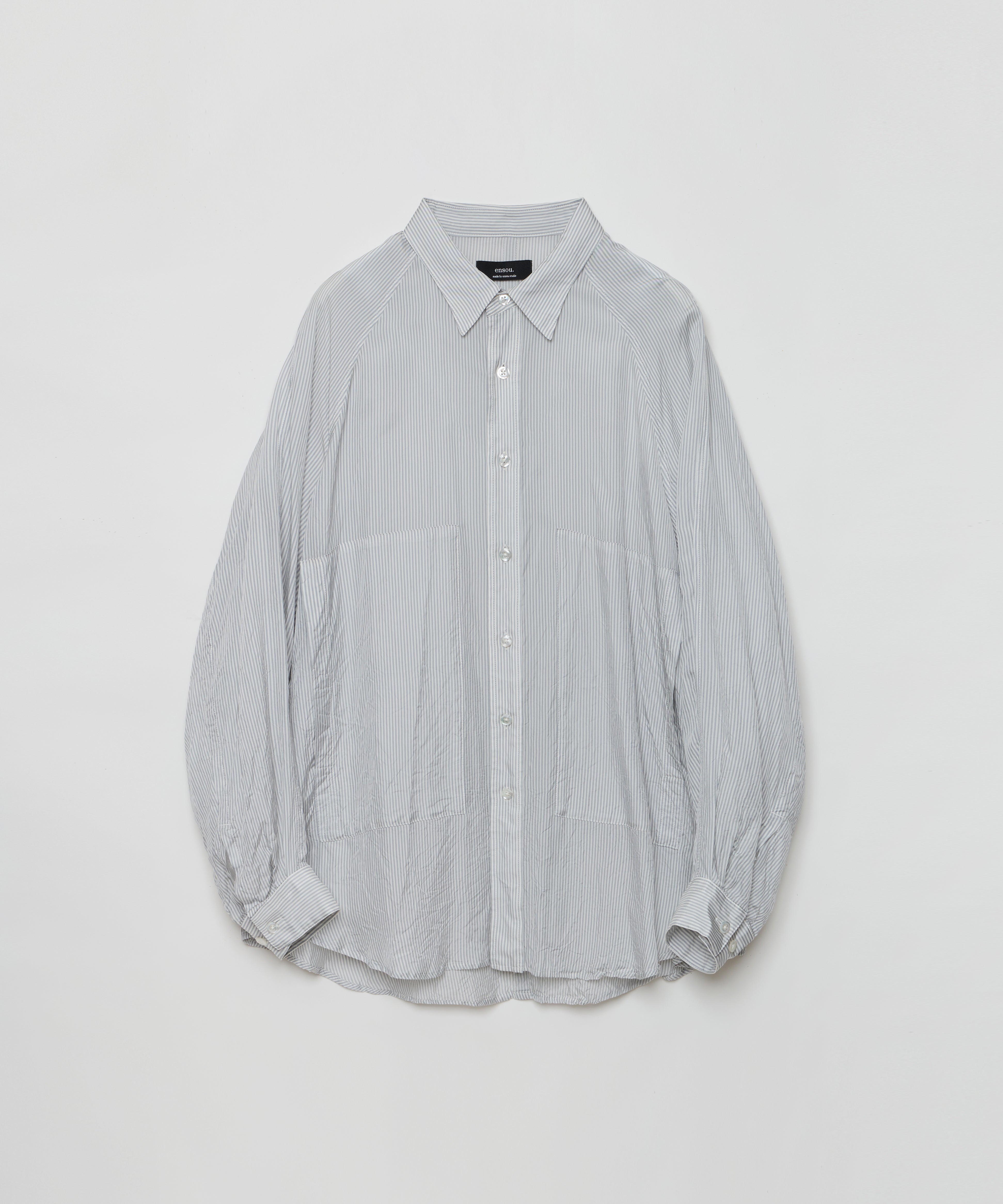 ensou. Big Raglan-sleeve Shirt (Grey Stripe) / E12S003