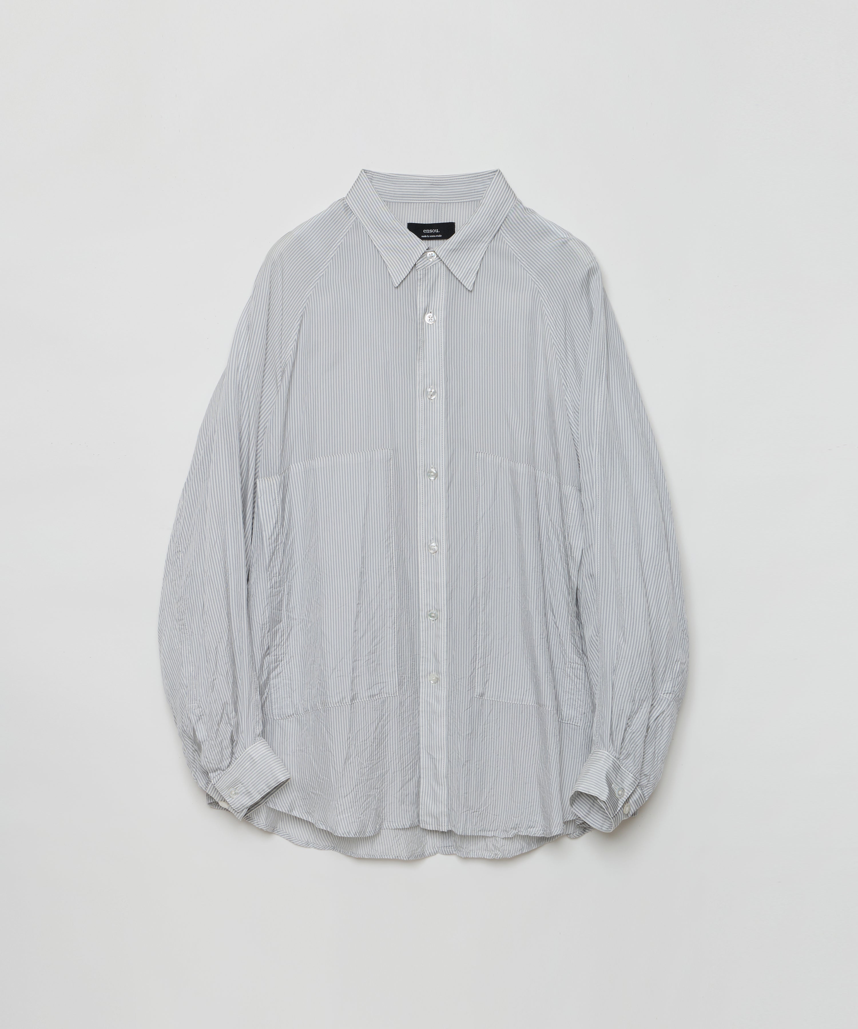 Big Raglan-sleeve Shirt (Grey Stripe)