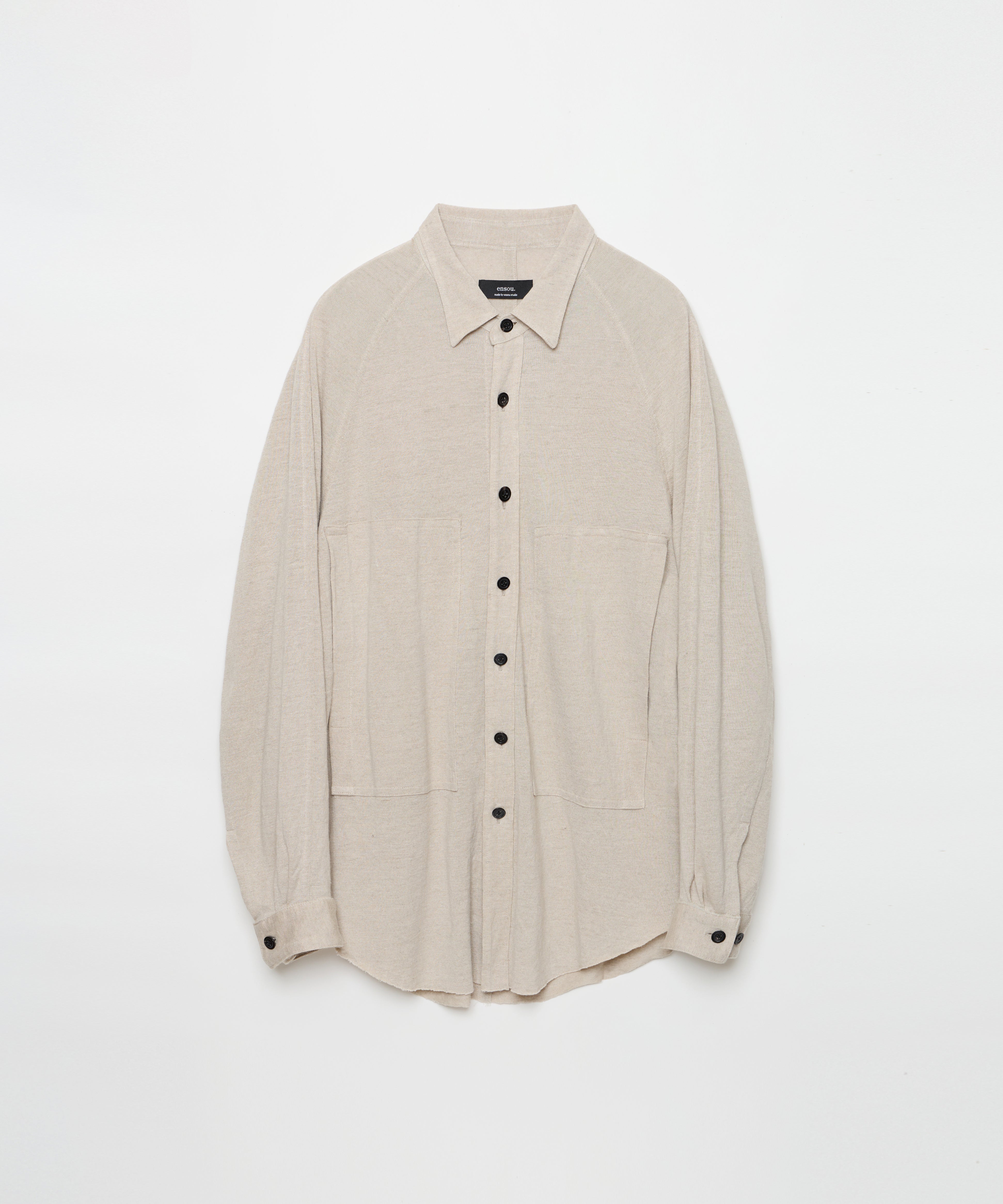ensou. Big Raglan-sleeve Jersey Shirt (Sand Beige) / E12S008