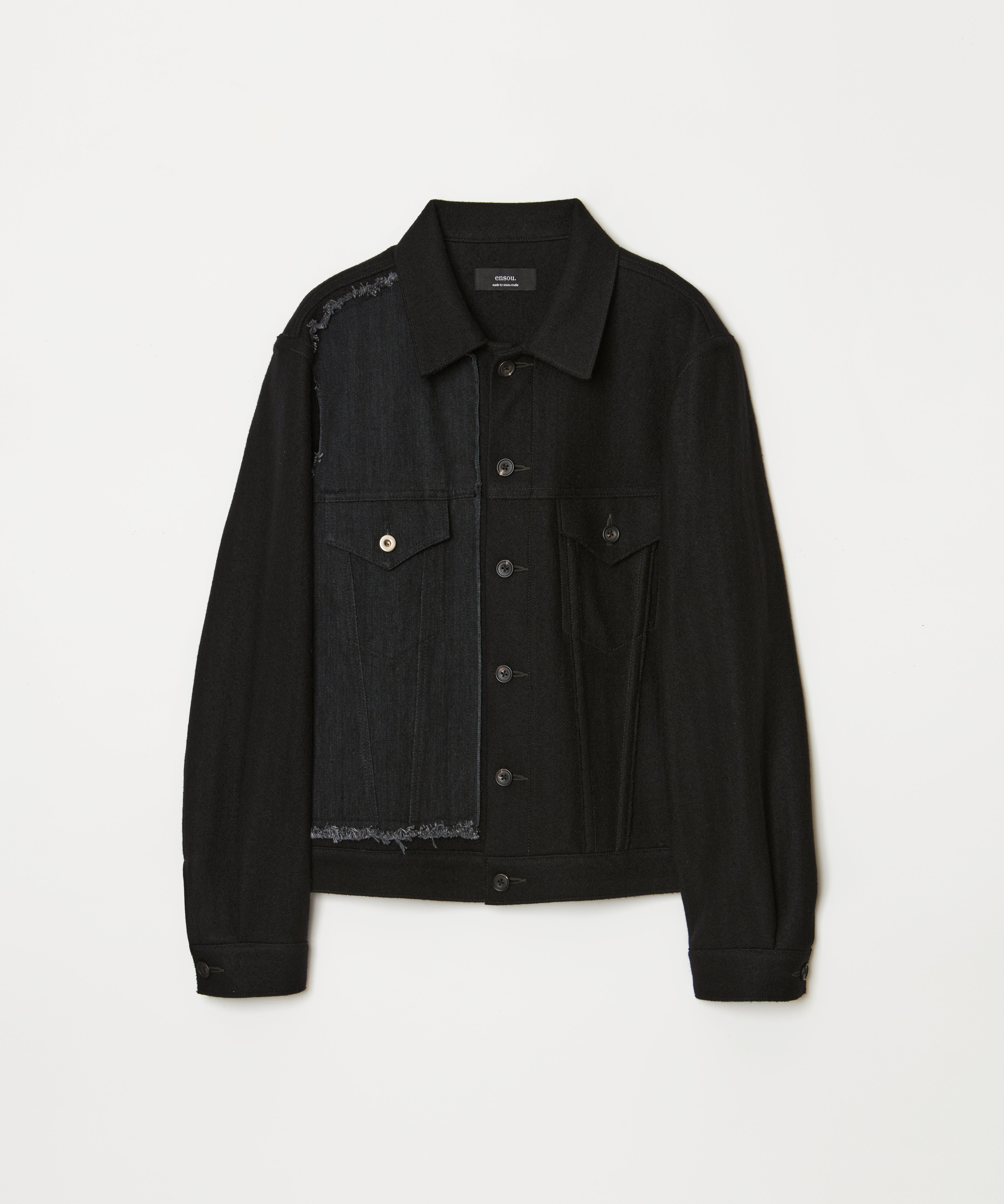 Patched Knit Jacket (Black x Black)