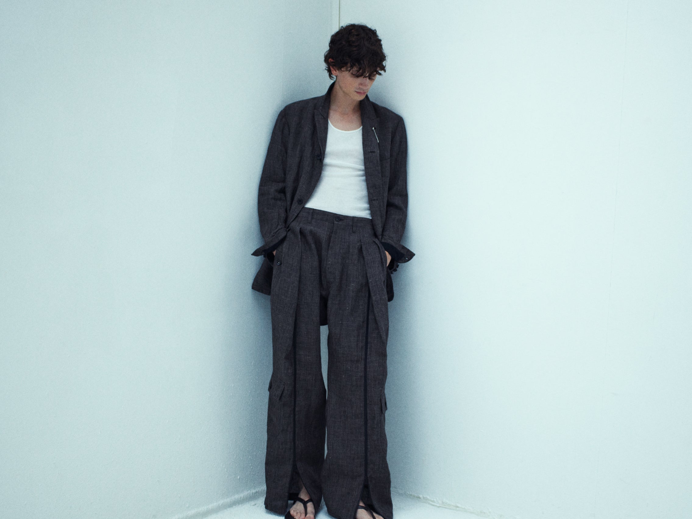 ensou. Peaked Doni's Blazer (Ash Brown) / E14J001