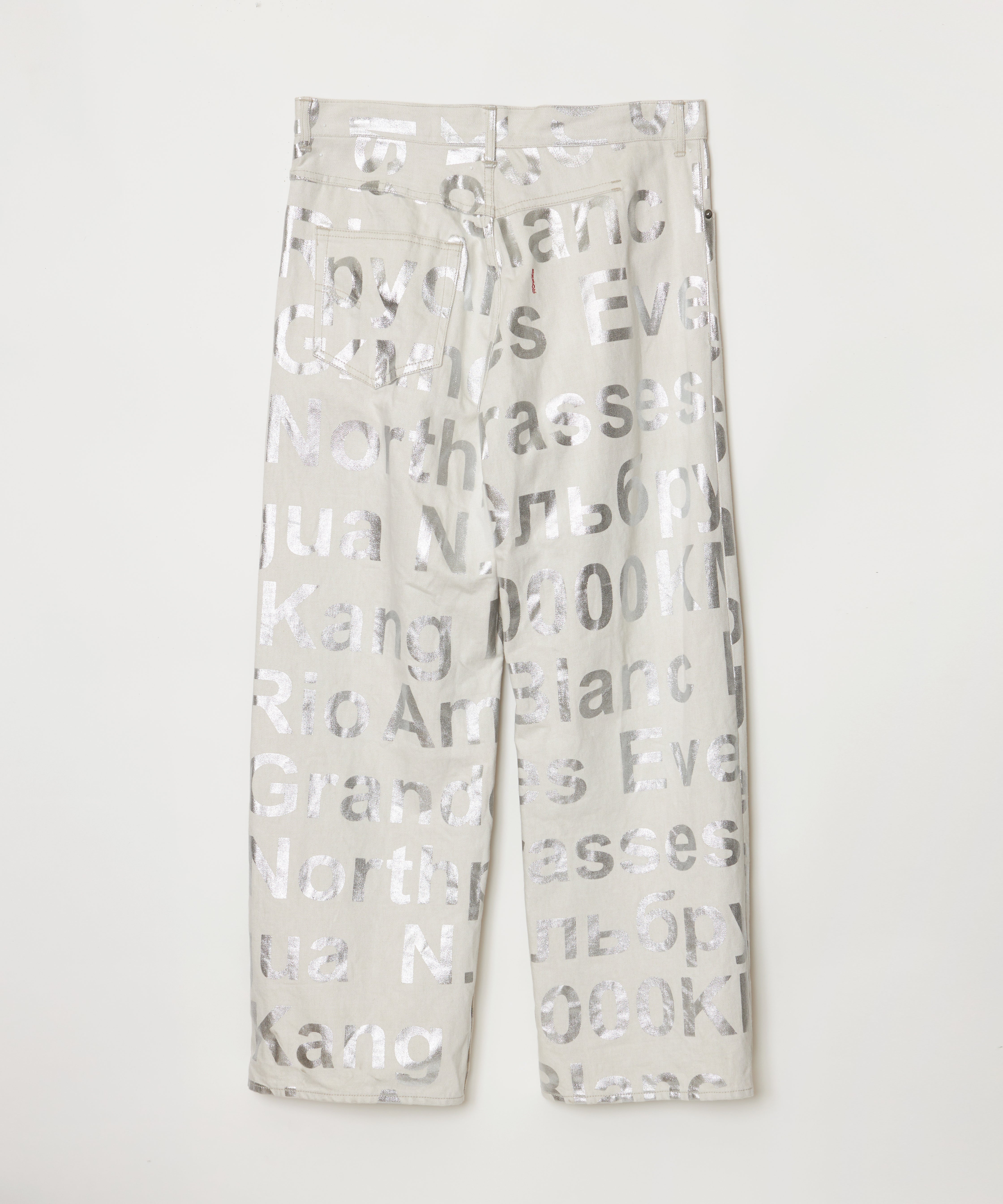 ensou. Wide Big-E 4PK Jeans (White x Silver) / E11P012