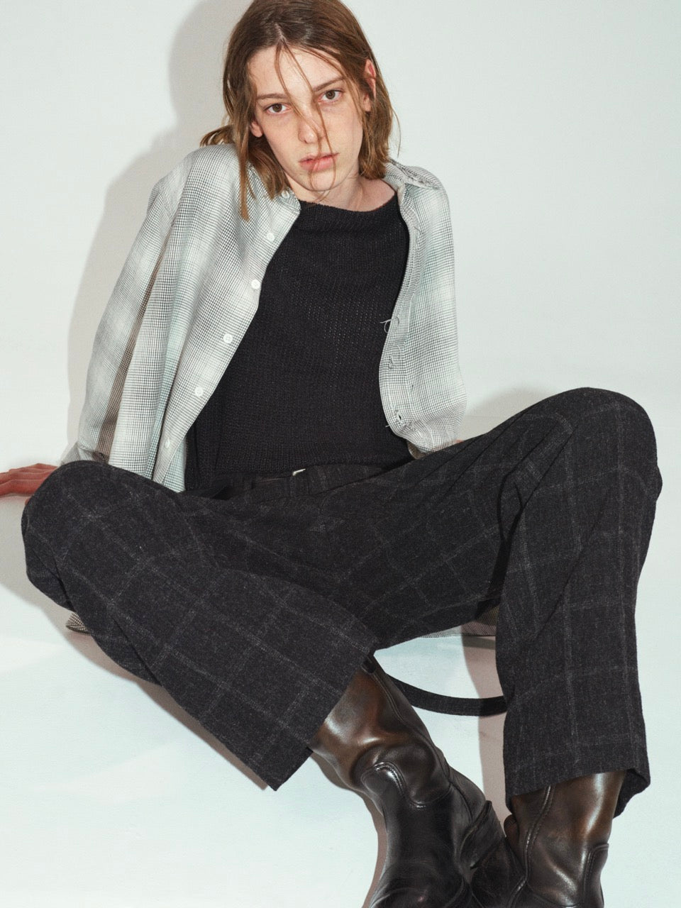 ensou. Smoke Checked Shirt (Smoke Check) / E13S006