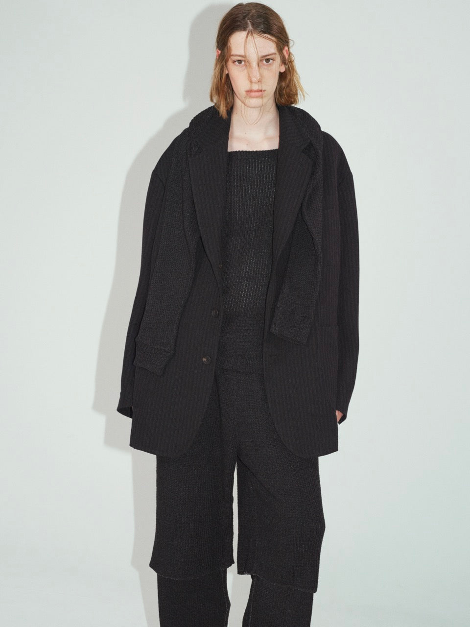 ensou. Hypersized Blazer (Black Stripe) / E13J005