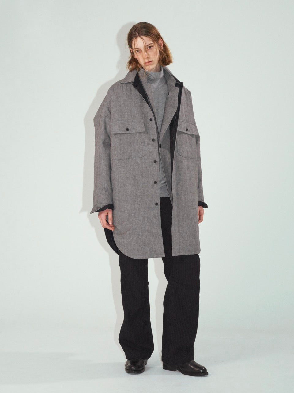 Turtleneck Long Sleeve Shirt (Top Grey)