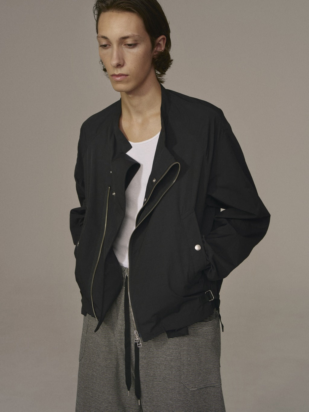 ensou. Long Zip Racing Jacket (Black) / E12J006