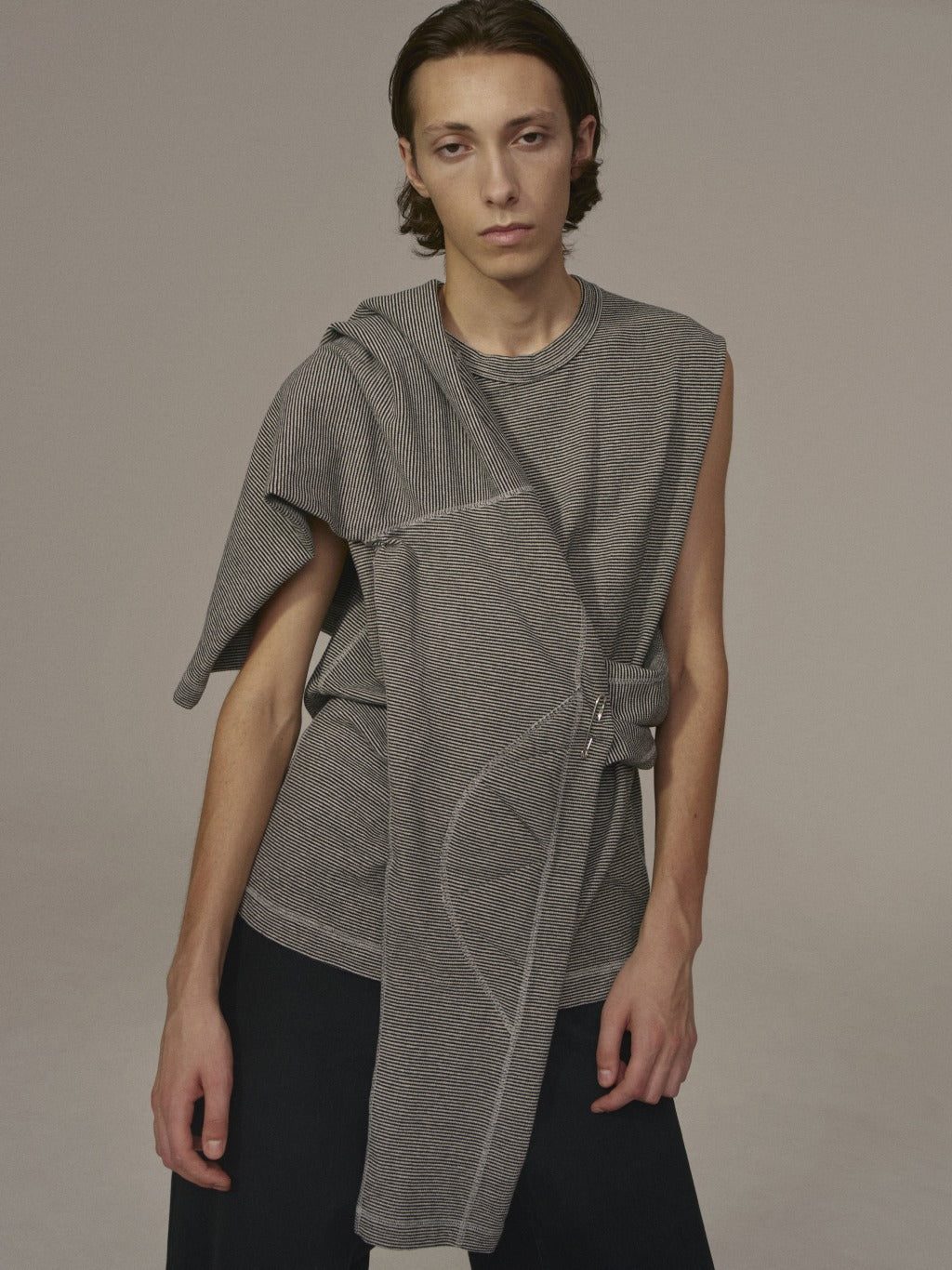 ensou. D-shaped Long Sleeve Tee (Stripe) / E12T004